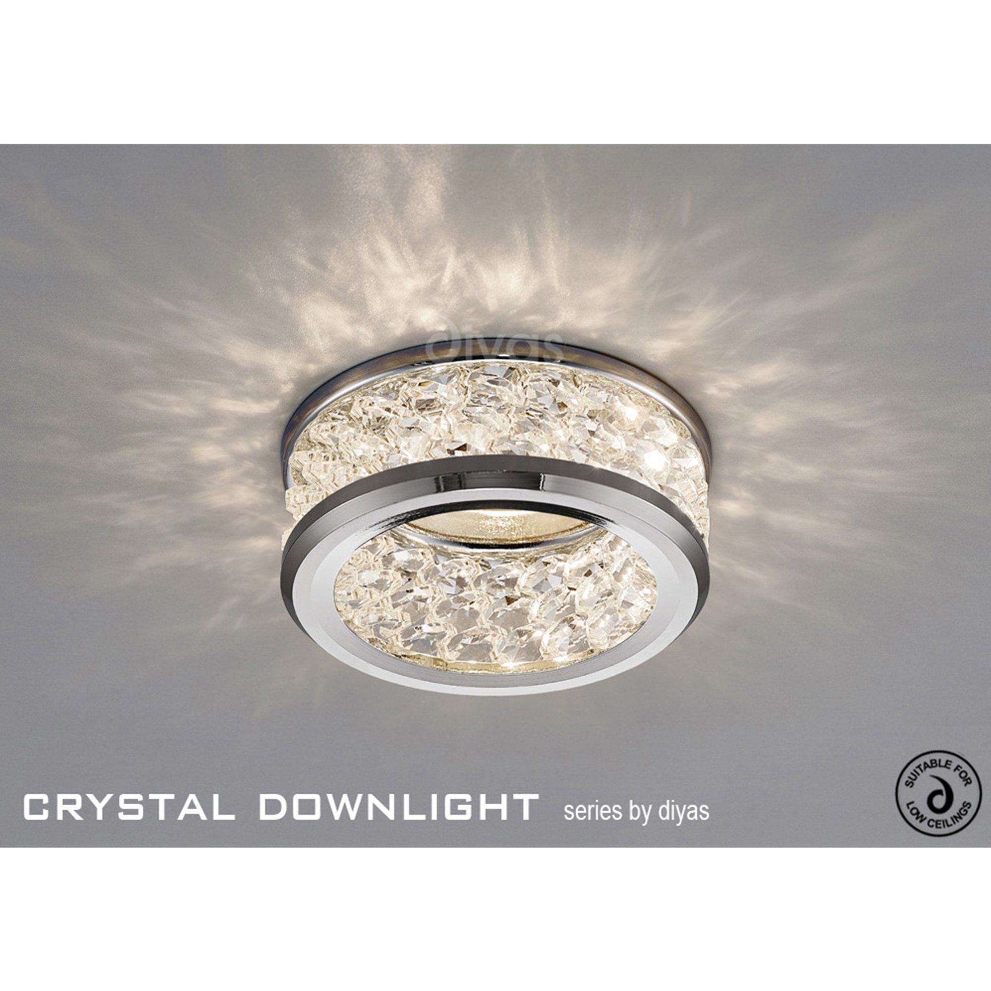 Diyas IL30835CH Dante GU10 Downlight With 3 Levels Of Crystal Beads Polished Chrome/Clear