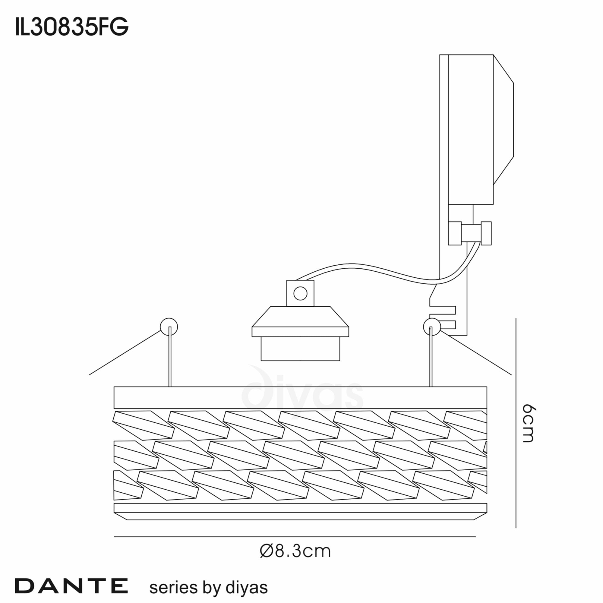 Diyas IL30835FG Dante GU10 Downlight With 3 Levels Of Crystal Beads French Gold/Clear