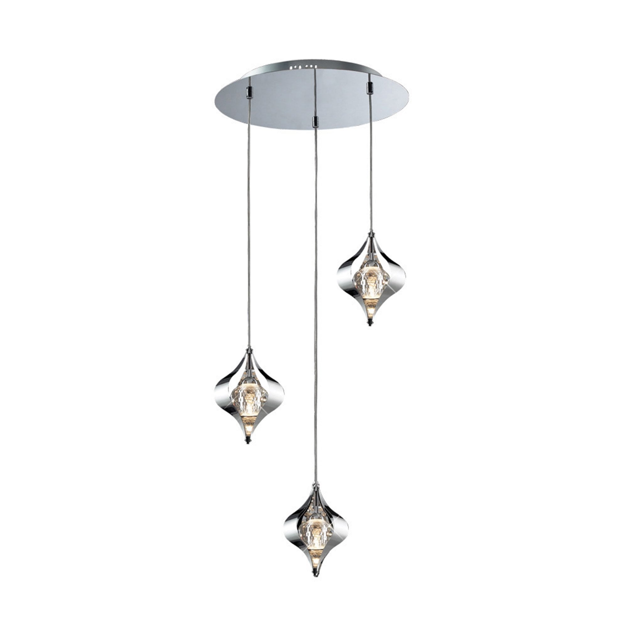 Diyas IL30584 Amano Pendant Round 3 Light Polished Chrome/Crystal