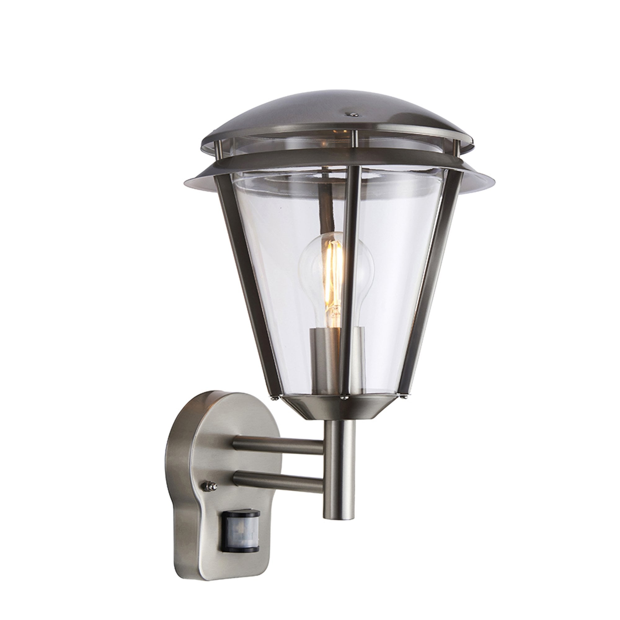 Saxby Inova PIR Single Light Wall Fitting IP44 - Brushed Stainless Steel