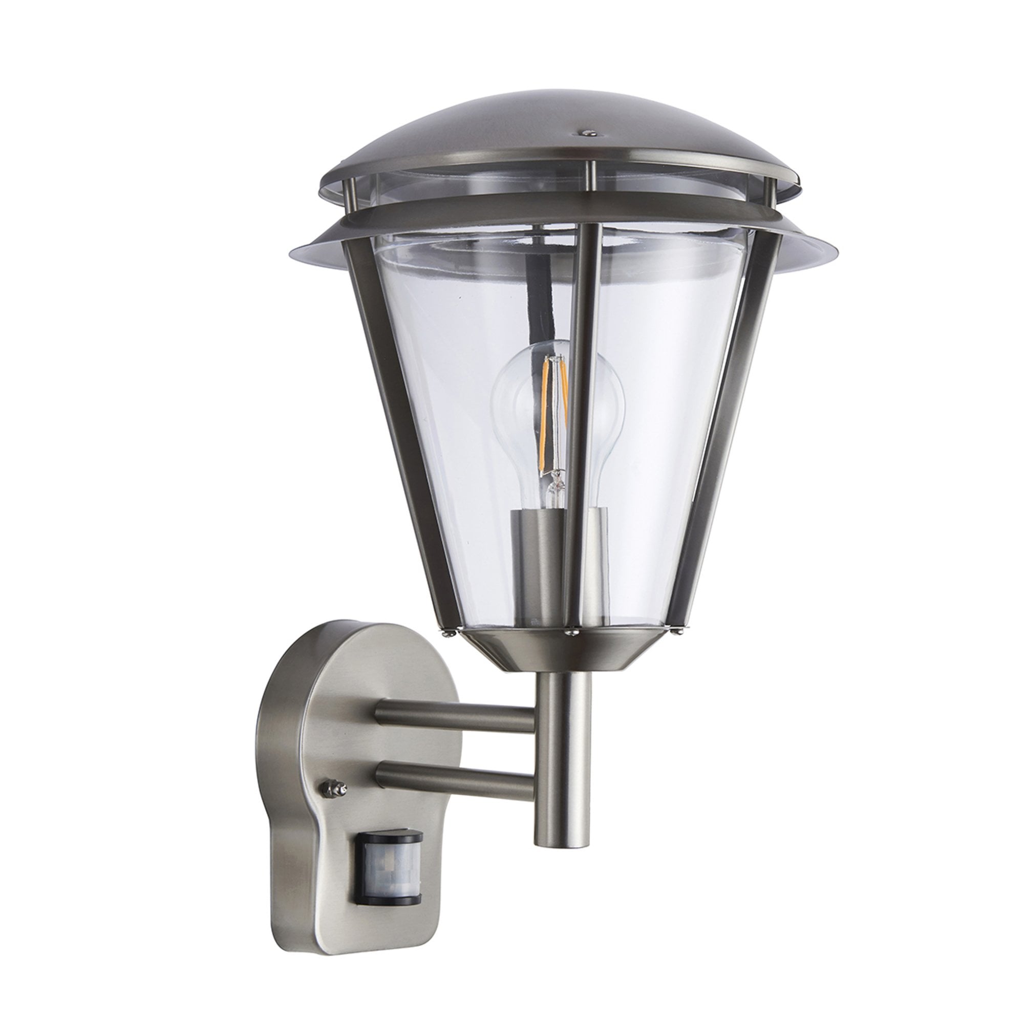 Saxby Inova PIR Single Light Wall Fitting IP44 - Brushed Stainless Steel