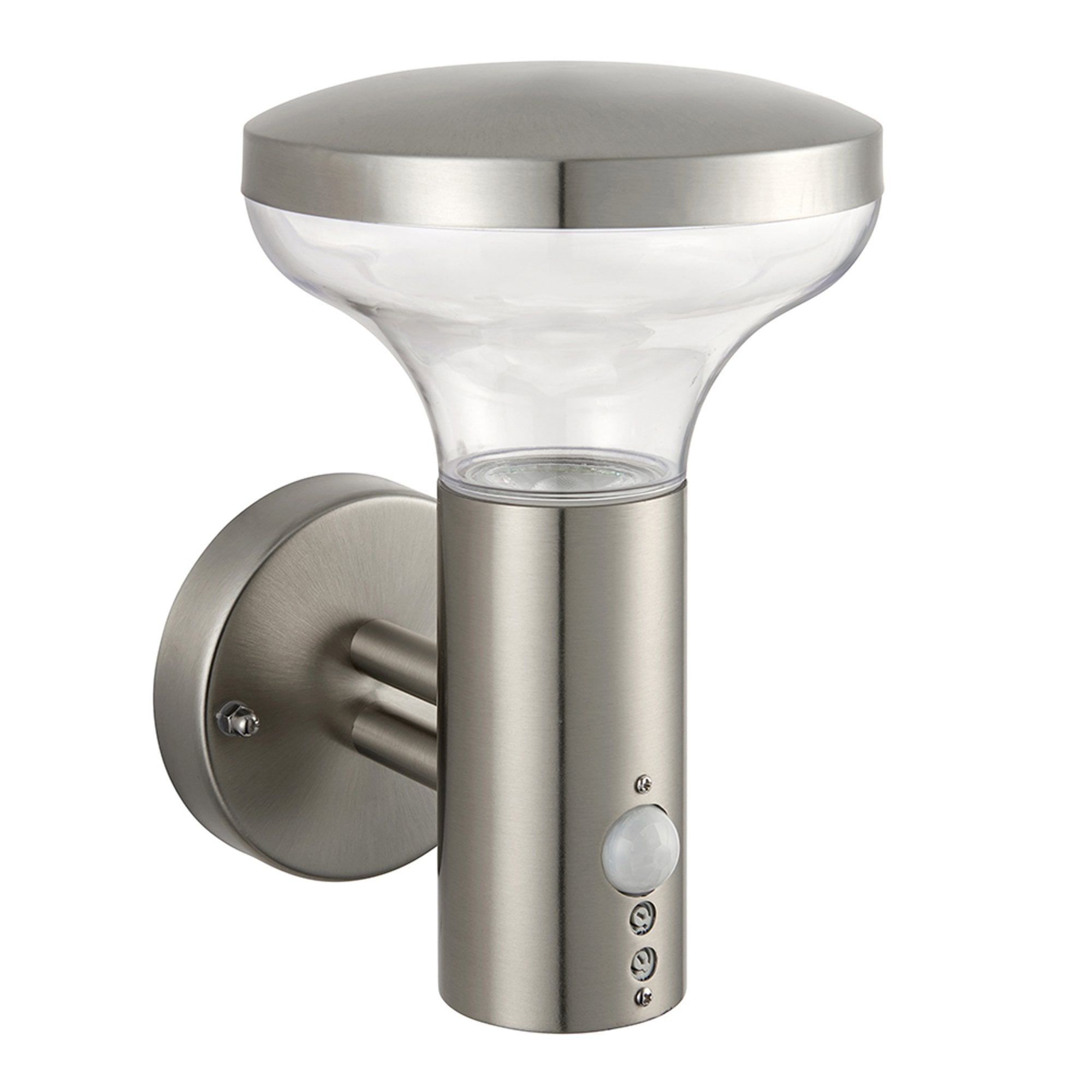 Saxby Roko PIR Single Light Wall Fitting IP44 - Marine Grade Brushed Stainless Steel