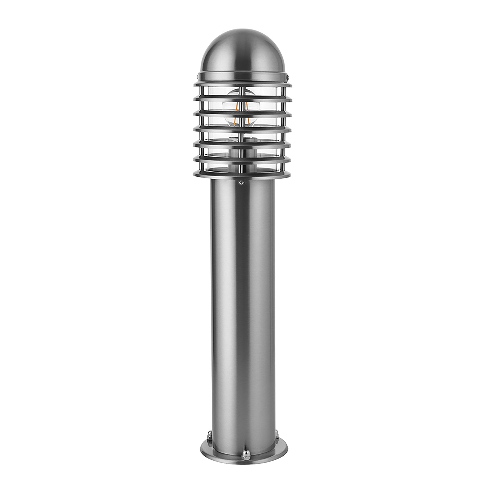 Endon Louvre Single Light Post Light - Polished Stainless Steel & Clear Pc