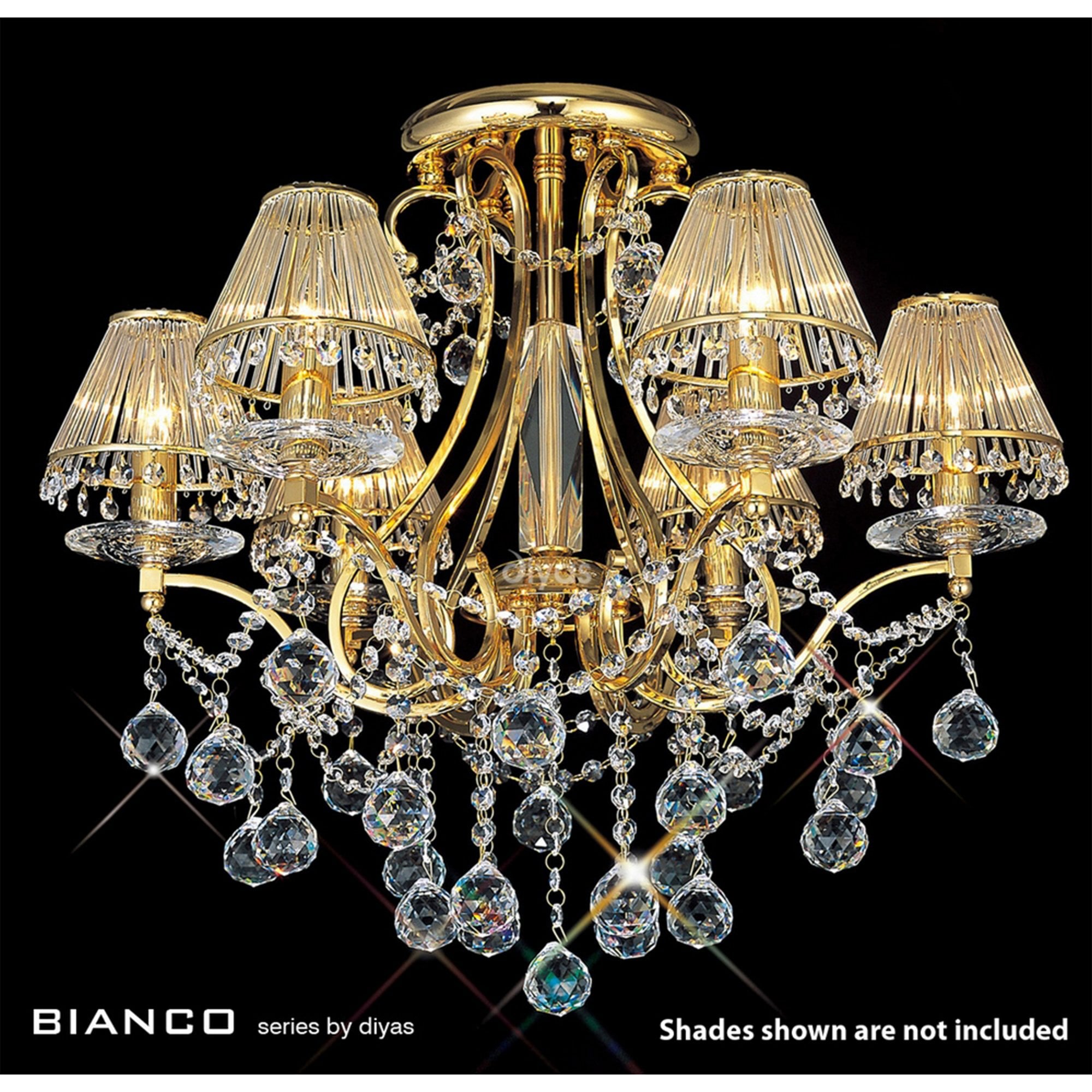 Diyas IL30216/BI Bianco Ceiling 6 Light French Gold/Crystal