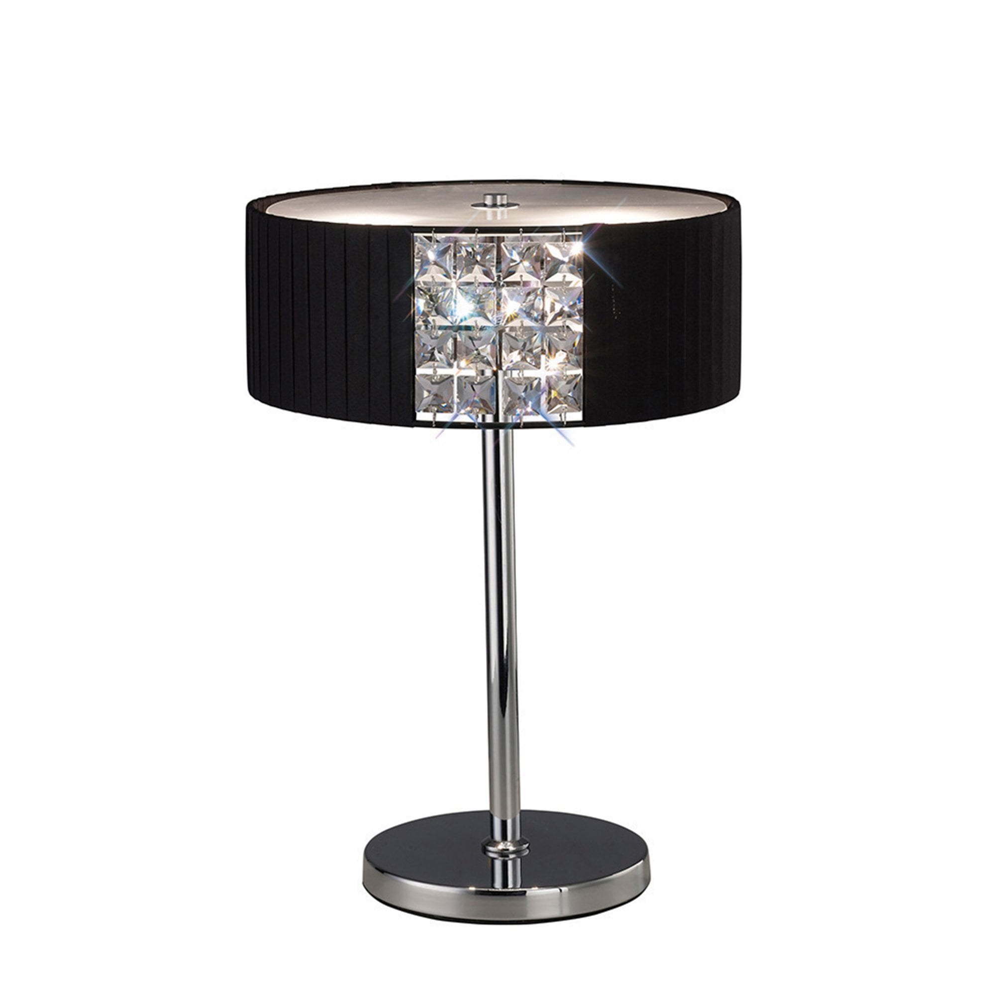 Diyas IL31170/BL Evelyn Table Lamp Round With Black Shade 2 Light Polished Chrome/Crystal