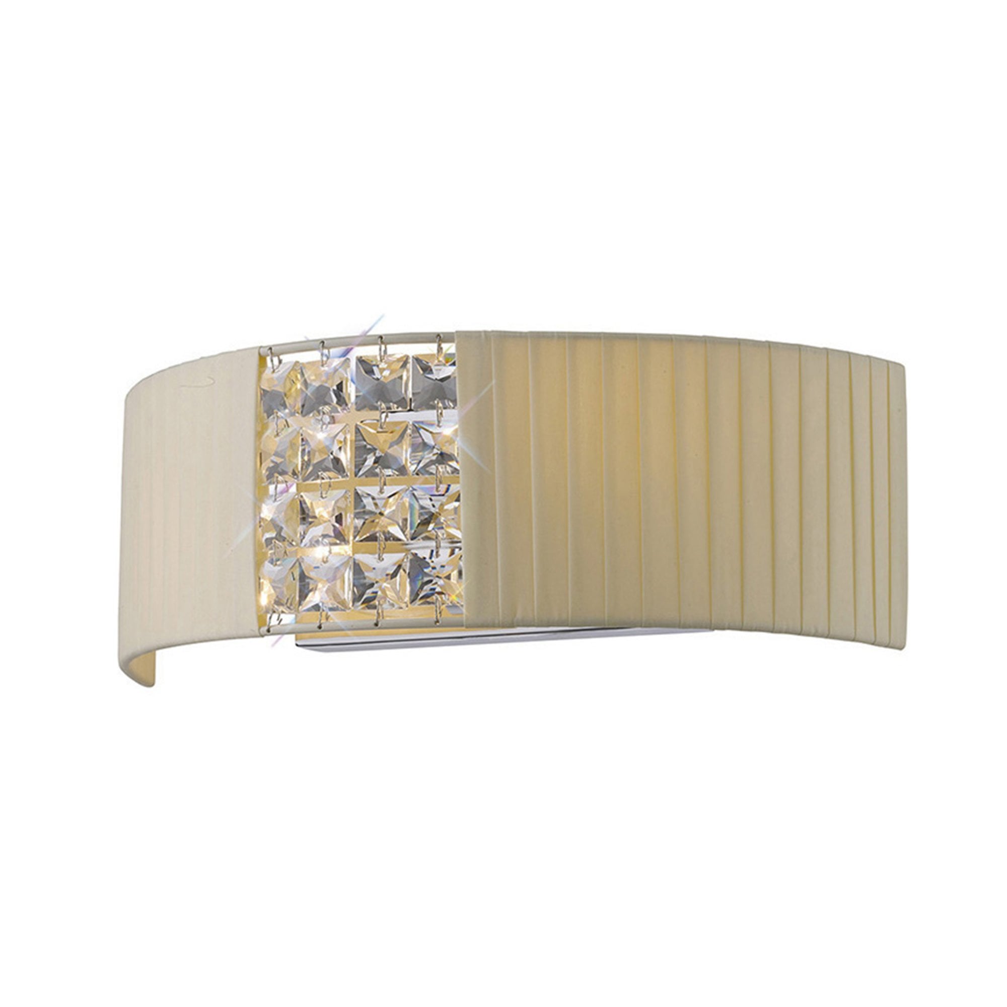 Diyas IL31171/CR Evelyn Wall Light With Cream Shade 2 Light Polished Chrome/Crystal