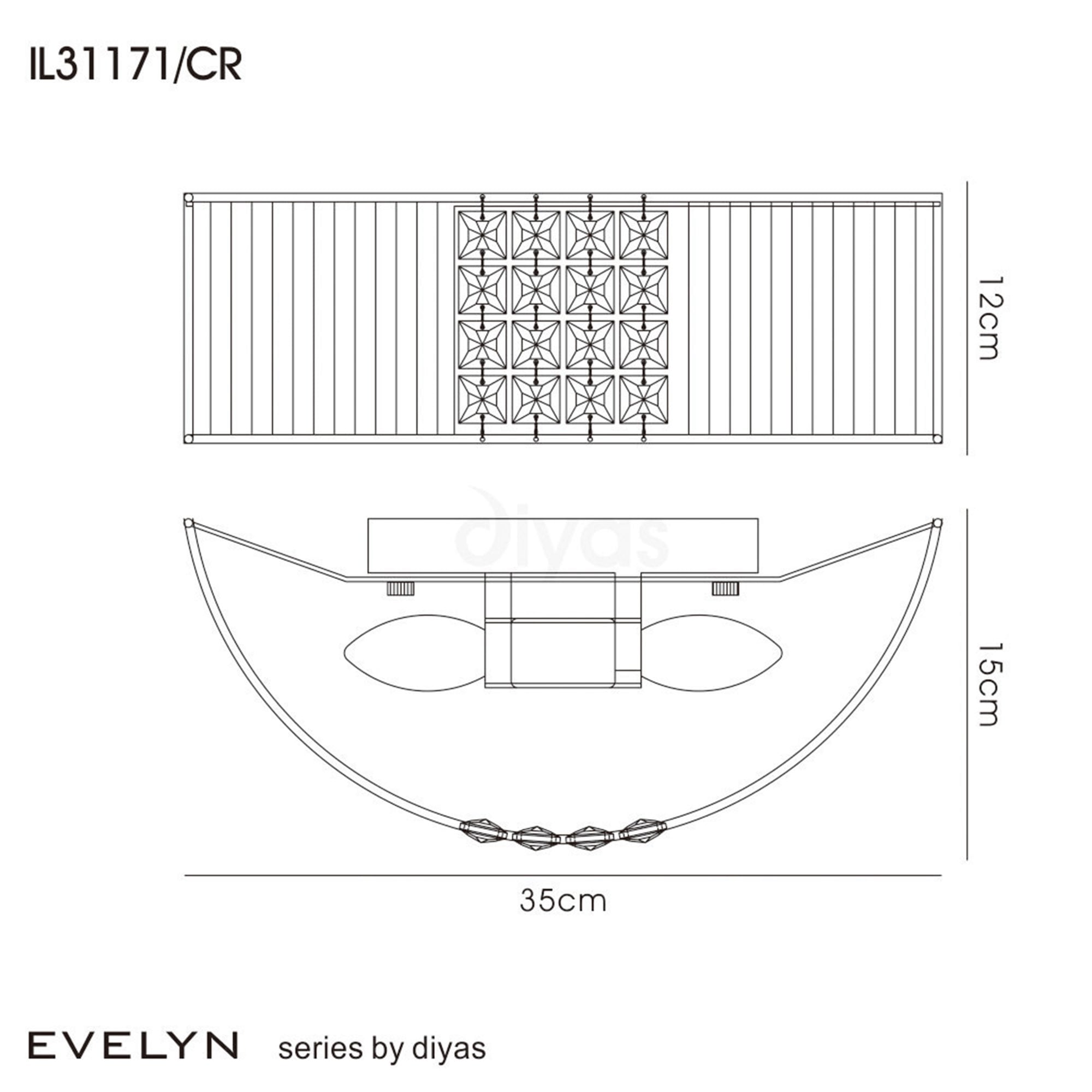 Diyas IL31171/CR Evelyn Wall Light With Cream Shade 2 Light Polished Chrome/Crystal