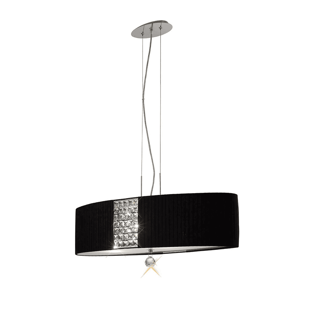 Diyas IL31173/BL Evelyn Pendant Oval With Black Shade 4 Light Polished Chrome/Crystal