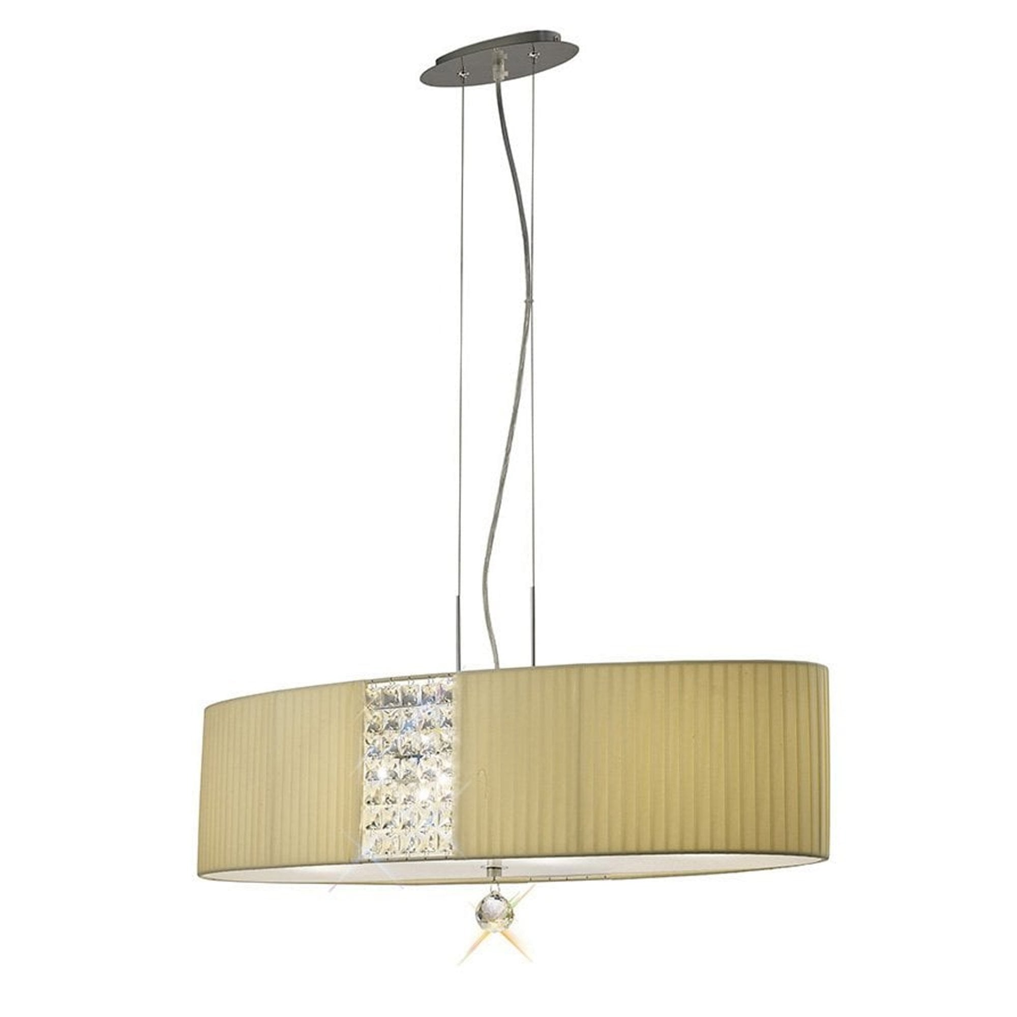 Diyas IL31173/CR Evelyn Pendant Oval With Cream Shade 4 Light Polished Chrome/Crystal