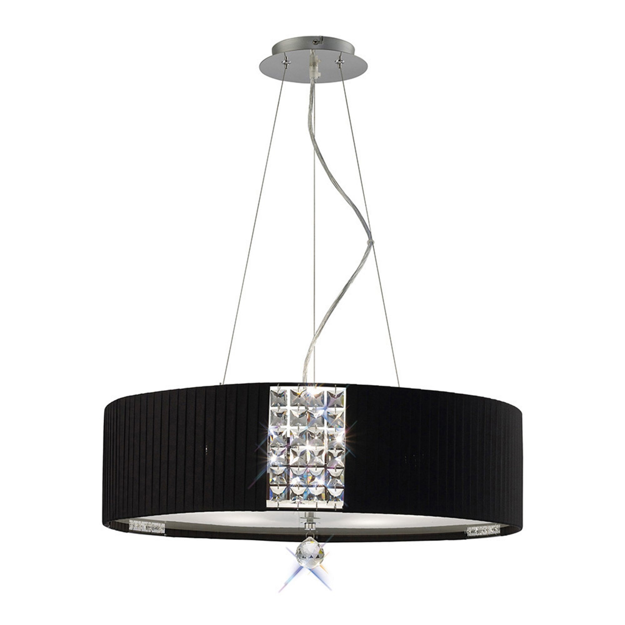 Diyas IL31174/BL Evelyn Pendant Round With Black Shade 5 Light Polished Chrome/Crystal