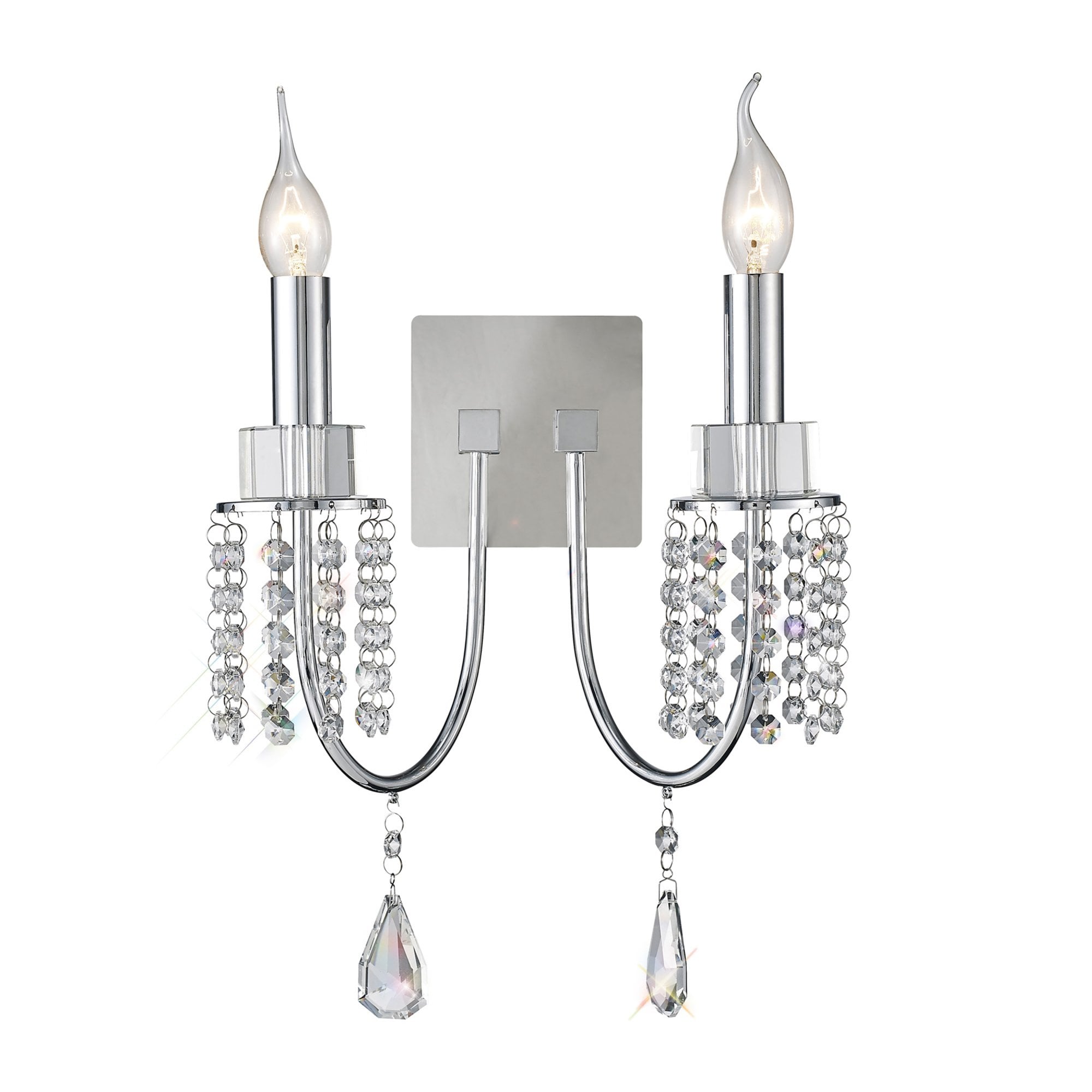 Diyas IL31541 Emily Wall Light Switched 2 Light Polished Chrome/Crystal