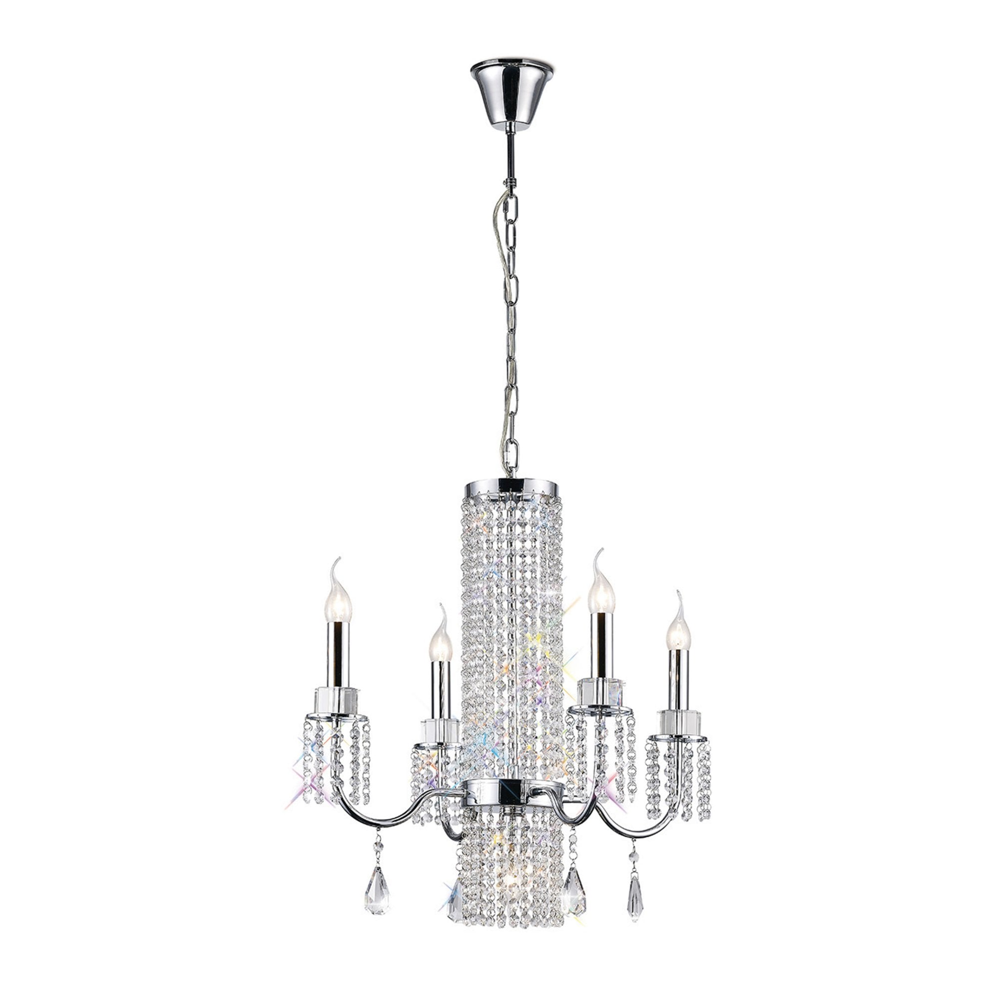 Diyas IL31542 Emily Pendant 4+1 Light Polished Chrome/Crystal