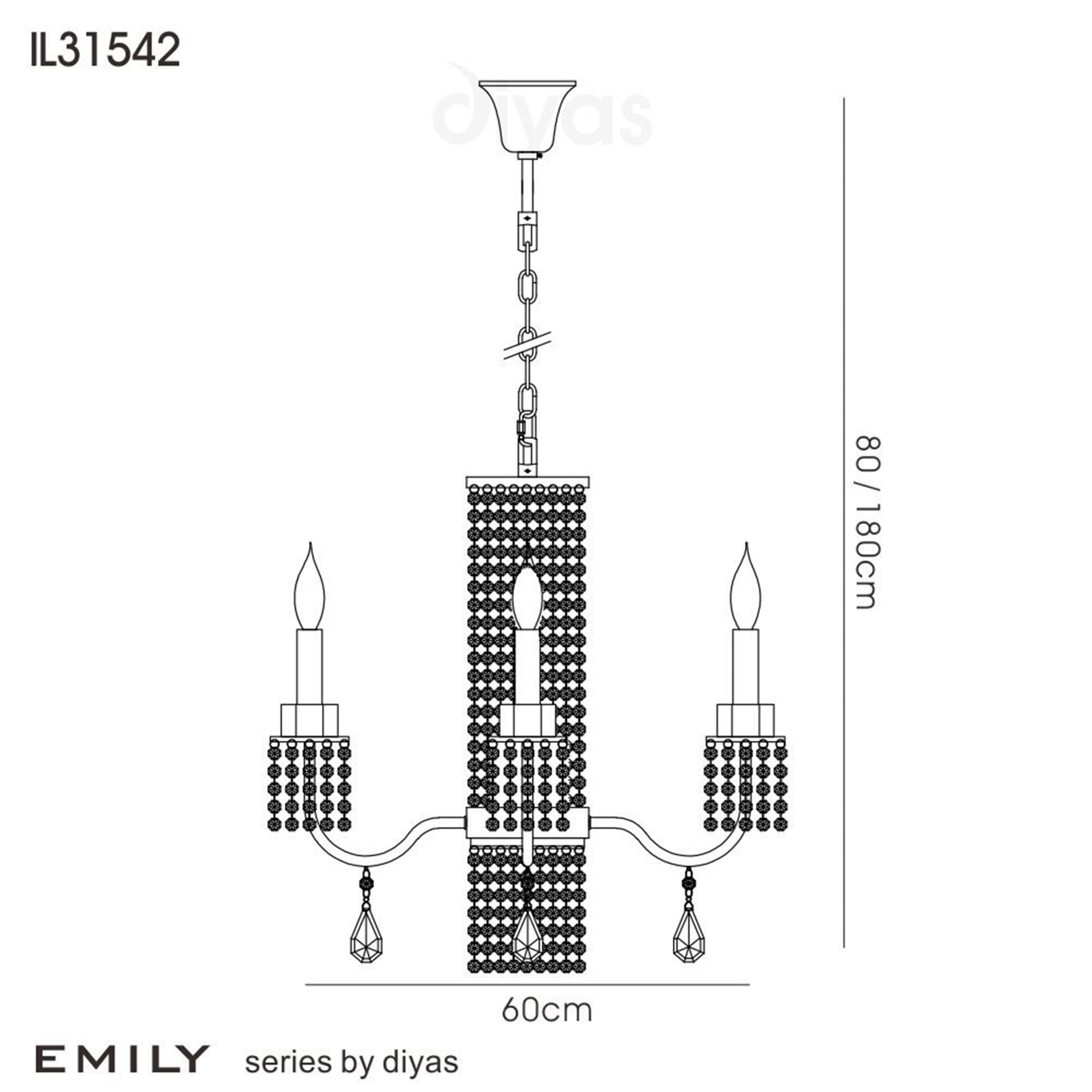 Diyas IL31542 Emily Pendant 4+1 Light Polished Chrome/Crystal