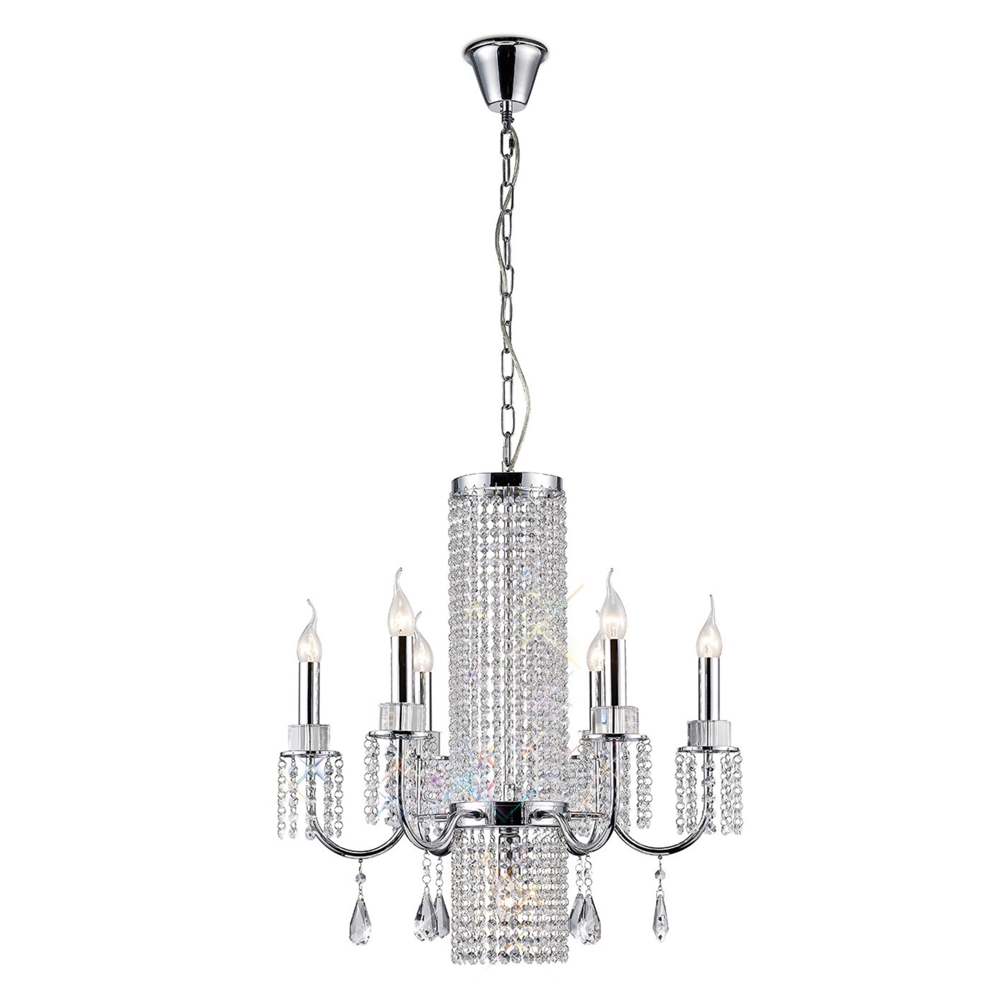 Diyas IL31543 Emily Pendant 6+1 Light Polished Chrome/Crystal