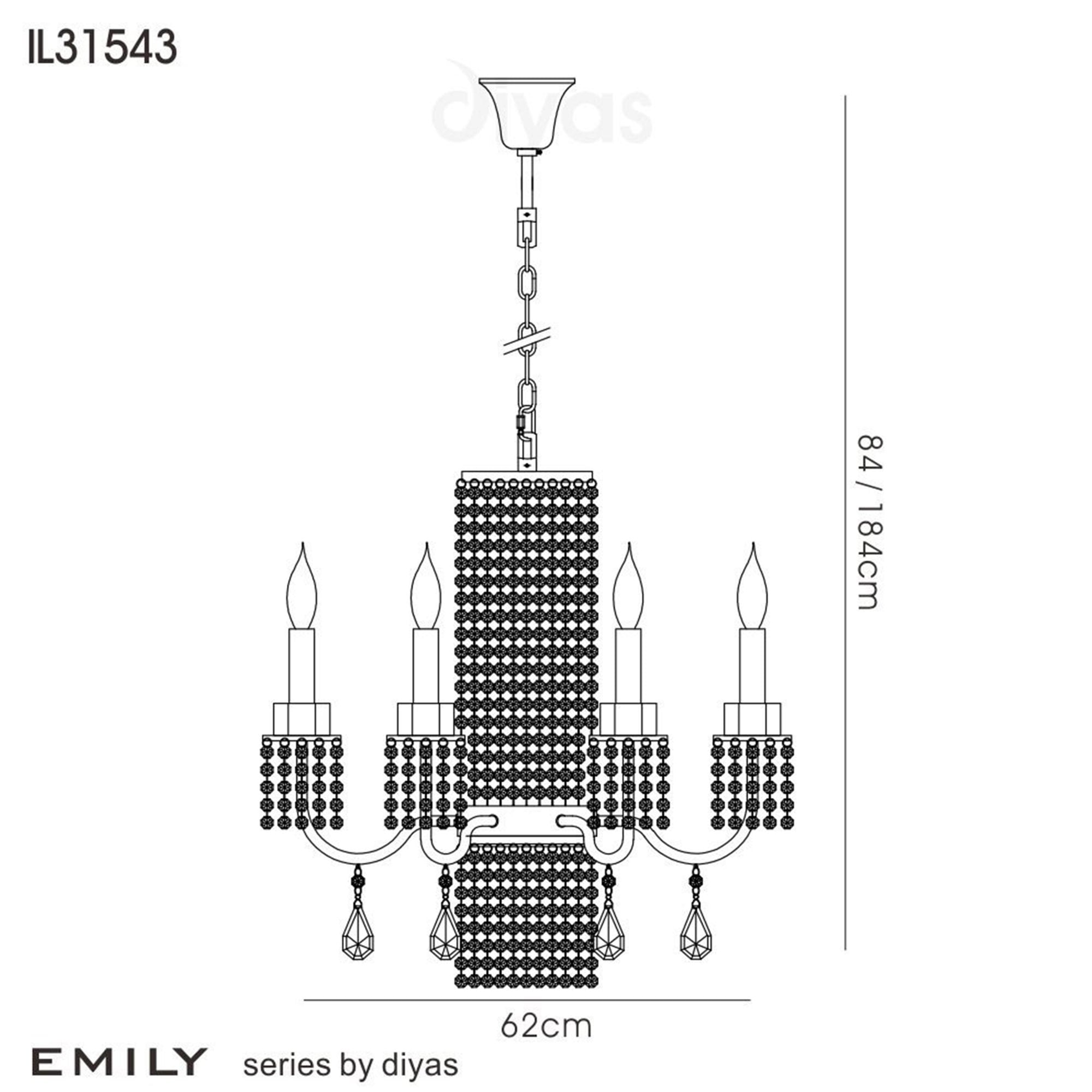 Diyas IL31543 Emily Pendant 6+1 Light Polished Chrome/Crystal