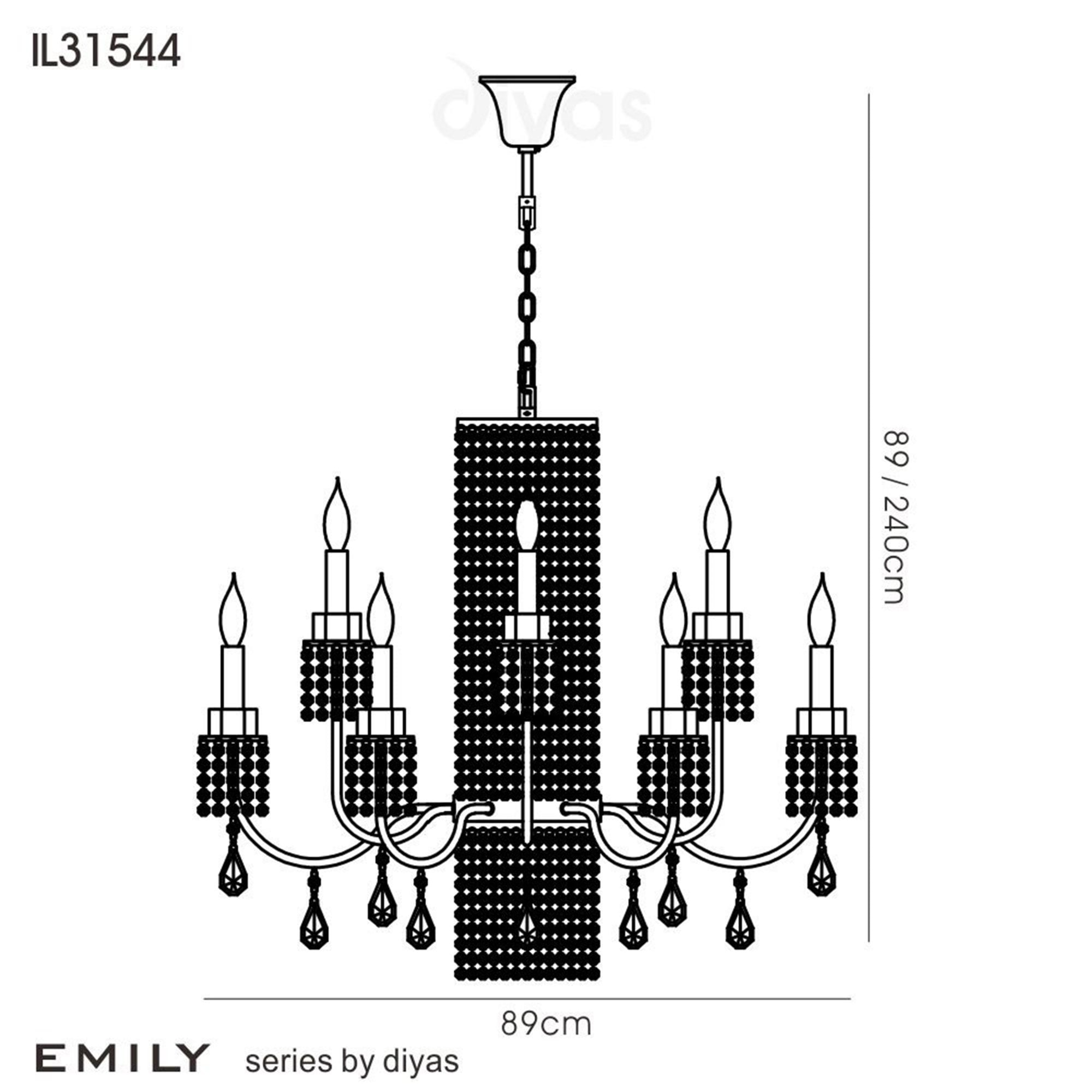 Diyas IL31544 Emily Pendant 8+4 Light Polished Chrome/Crystal