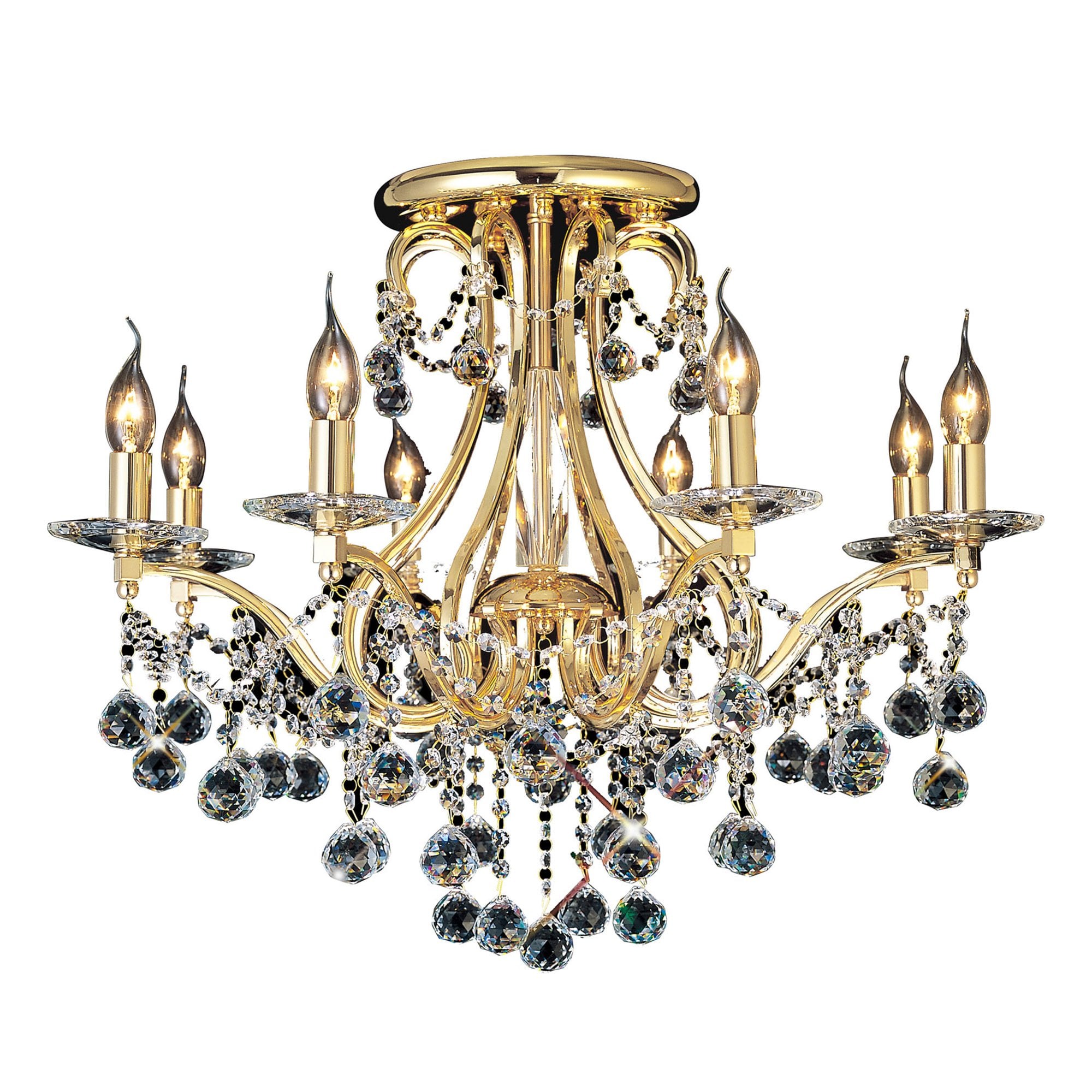 Diyas IL30218 Bianco Ceiling 8 Light French Gold/Crystal