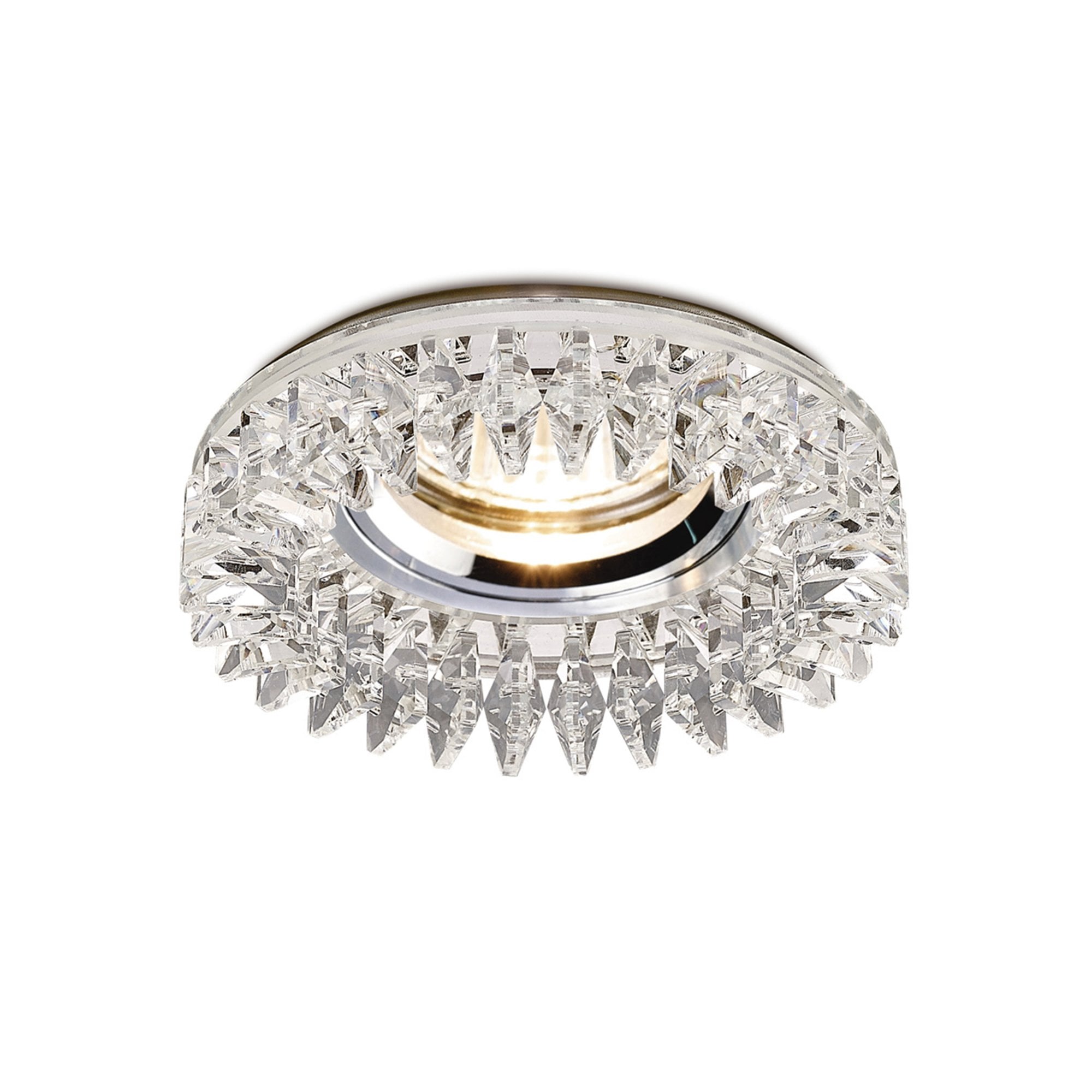 Diyas IL30833CH Crystal Downlight Round With Square Crystals Perimeter Rim 10cm - Shade Only