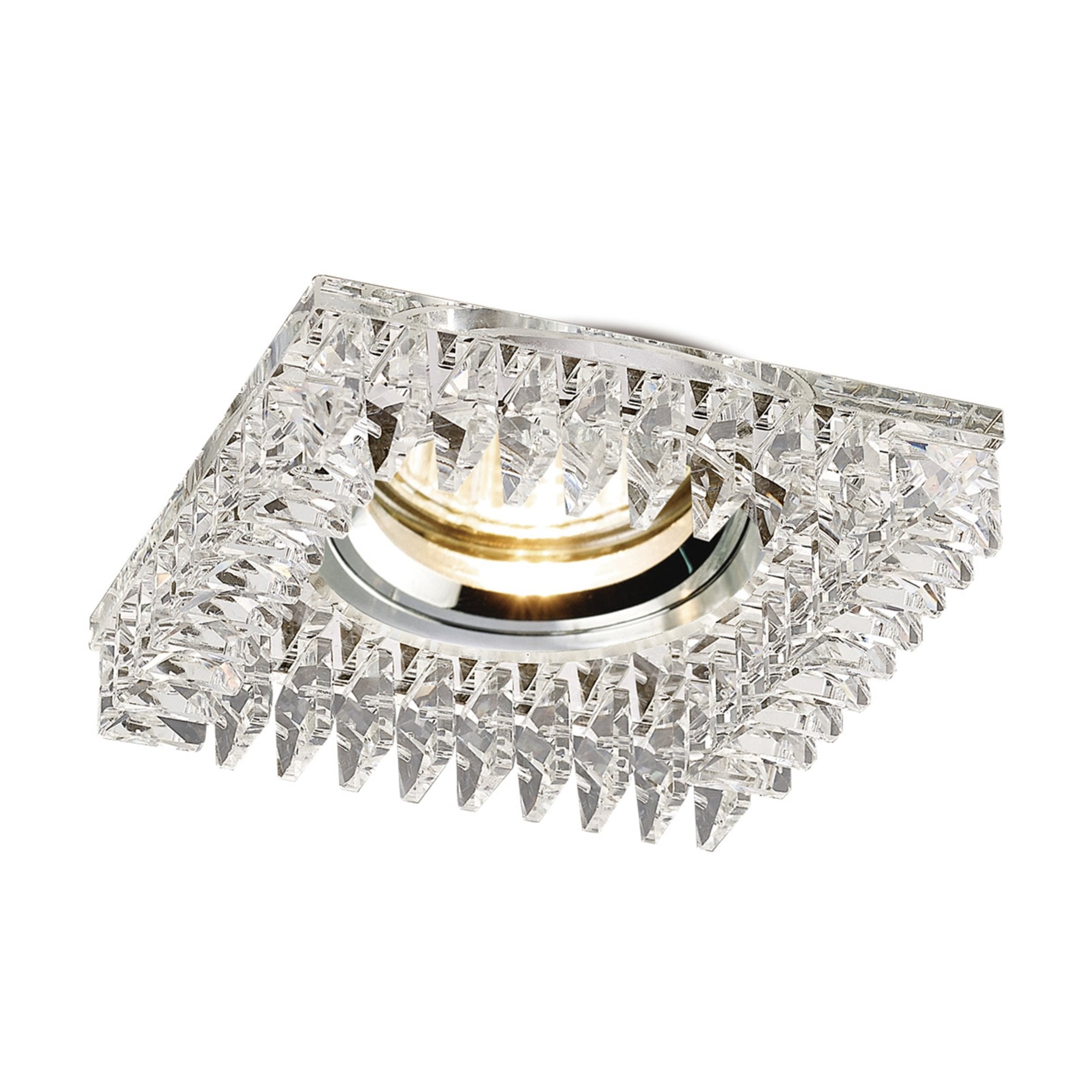 Diyas IL30834CH Crystal Downlight Square With Square Crystals Perimeter Rim 9cm - Shade Only