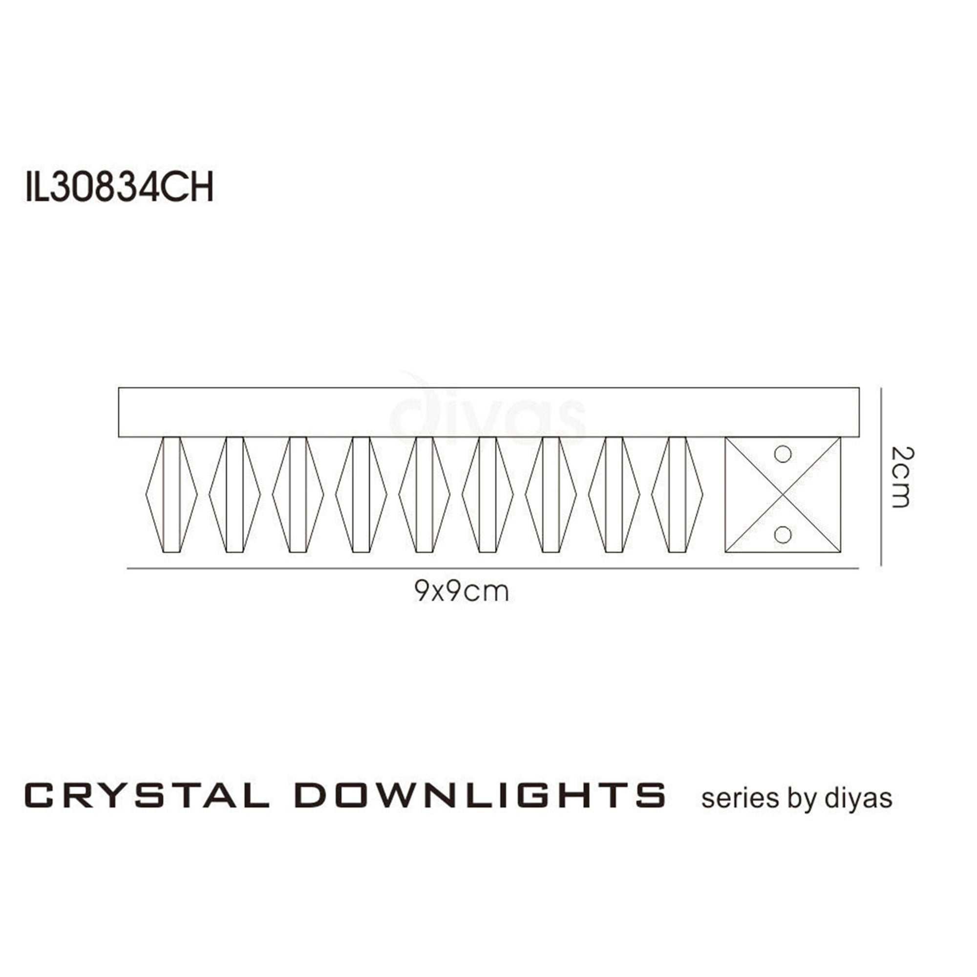 Diyas IL30834CH Crystal Downlight Square With Square Crystals Perimeter Rim 9cm - Shade Only