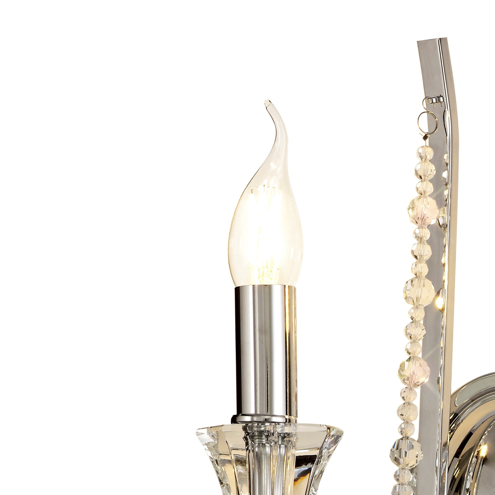 Diyas Armand Wall Lamp 2 Light E14 - Polished Chrome/Crystal