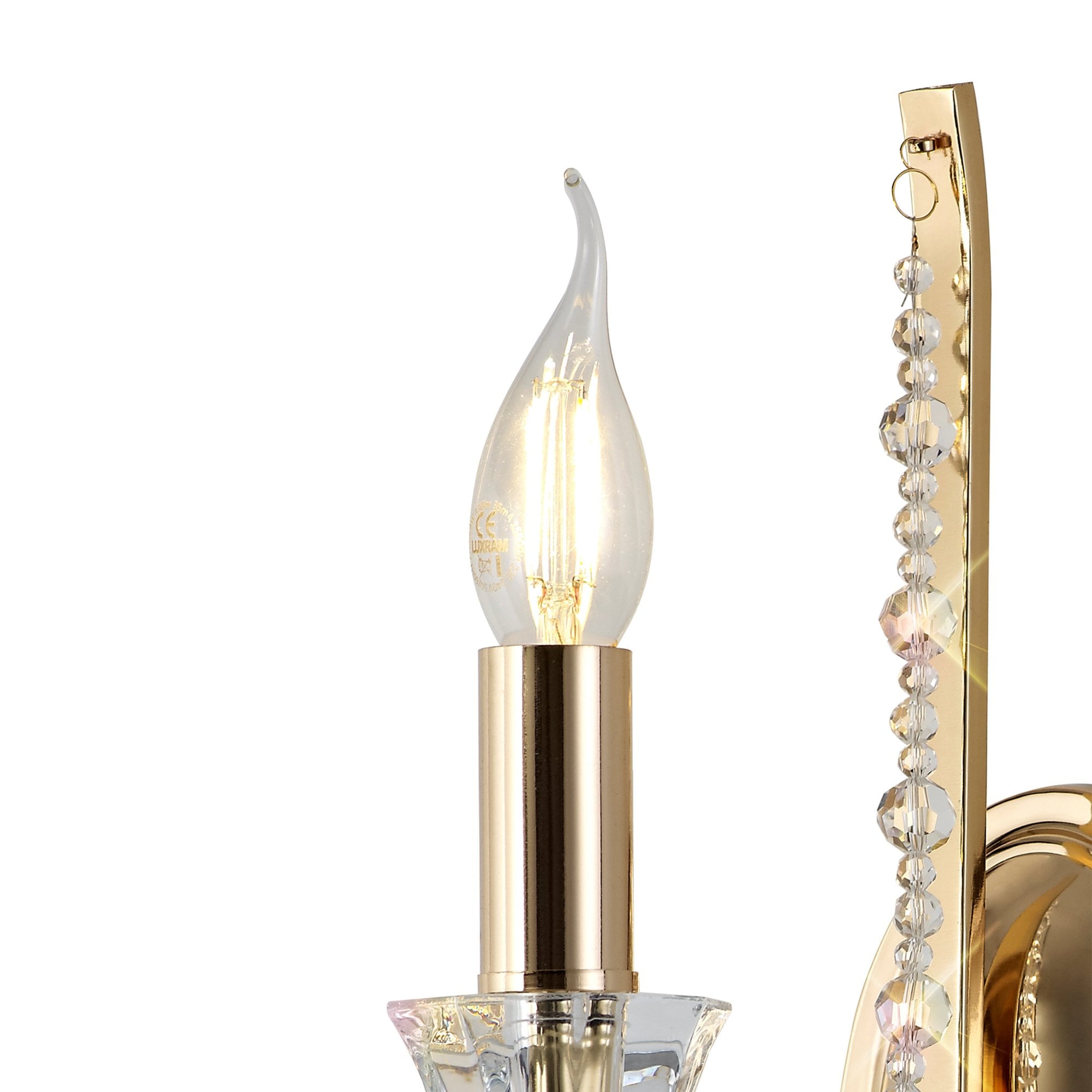 Diyas Armand Wall Lamp Single Light E14 - French Gold/Crystal