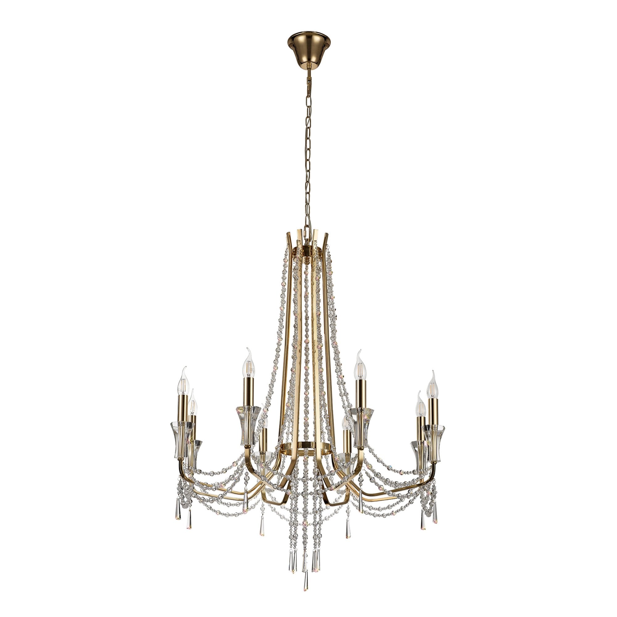 Diyas Armand Pendant 8 Light E14 - French Gold/Crystal