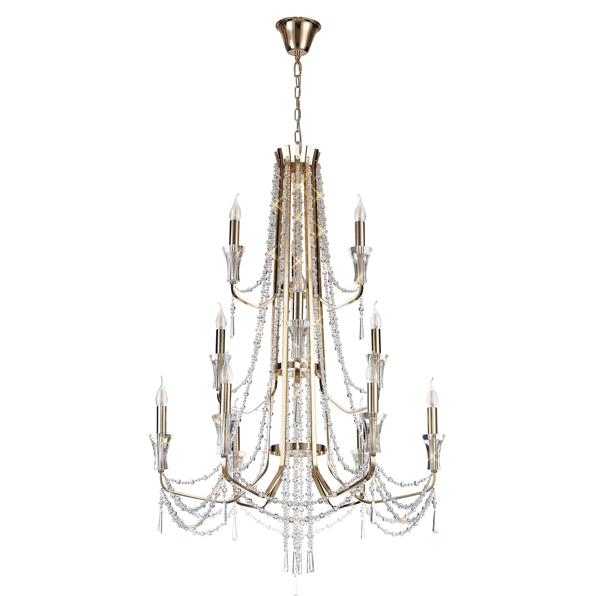 Diyas Armand Pendant 6+3+3 Light E14 - French Gold/Crystal