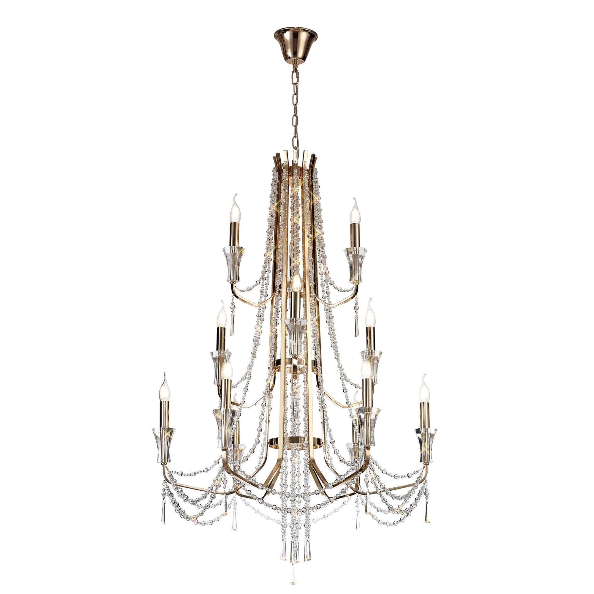 Diyas Armand Pendant 6+3+3 Light E14 - French Gold/Crystal