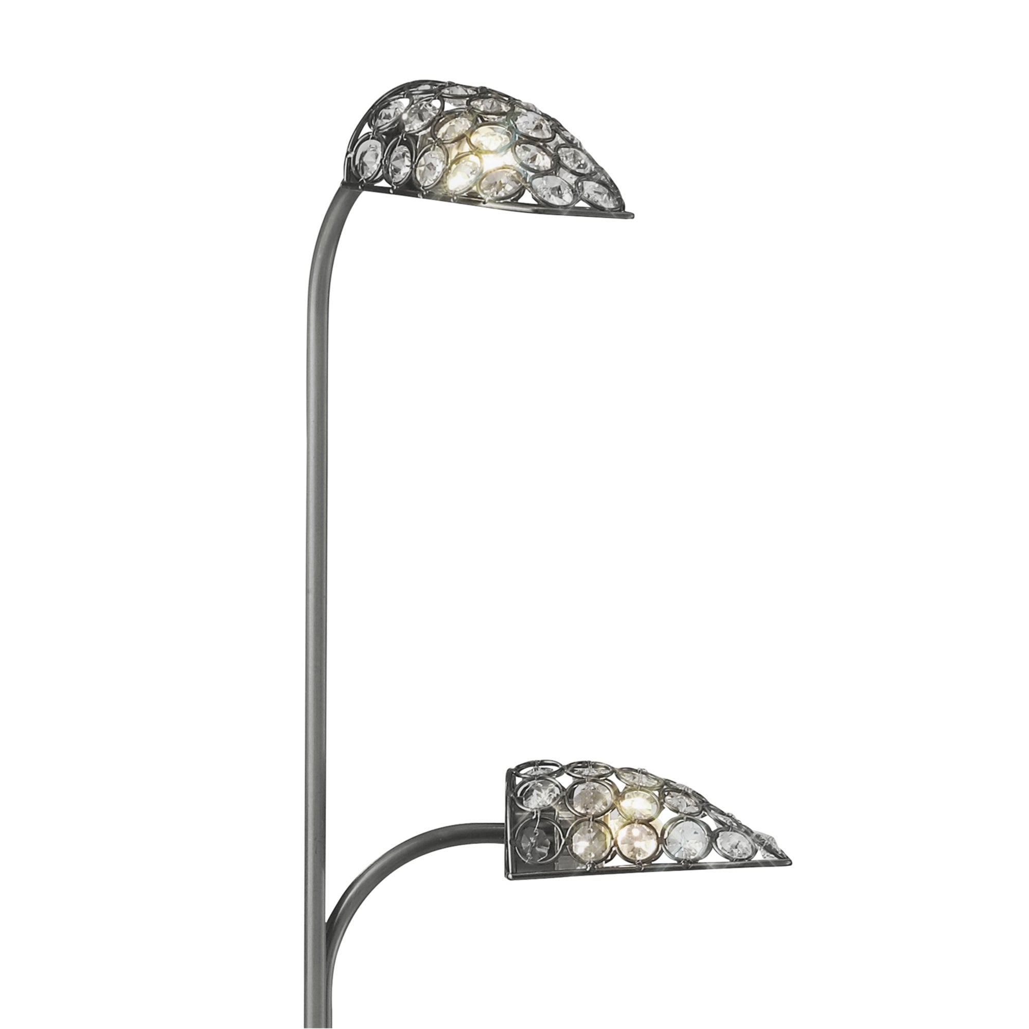 Diyas Ashton Floor Lamp 2 Light G9 - Satin Nickel/Crystal