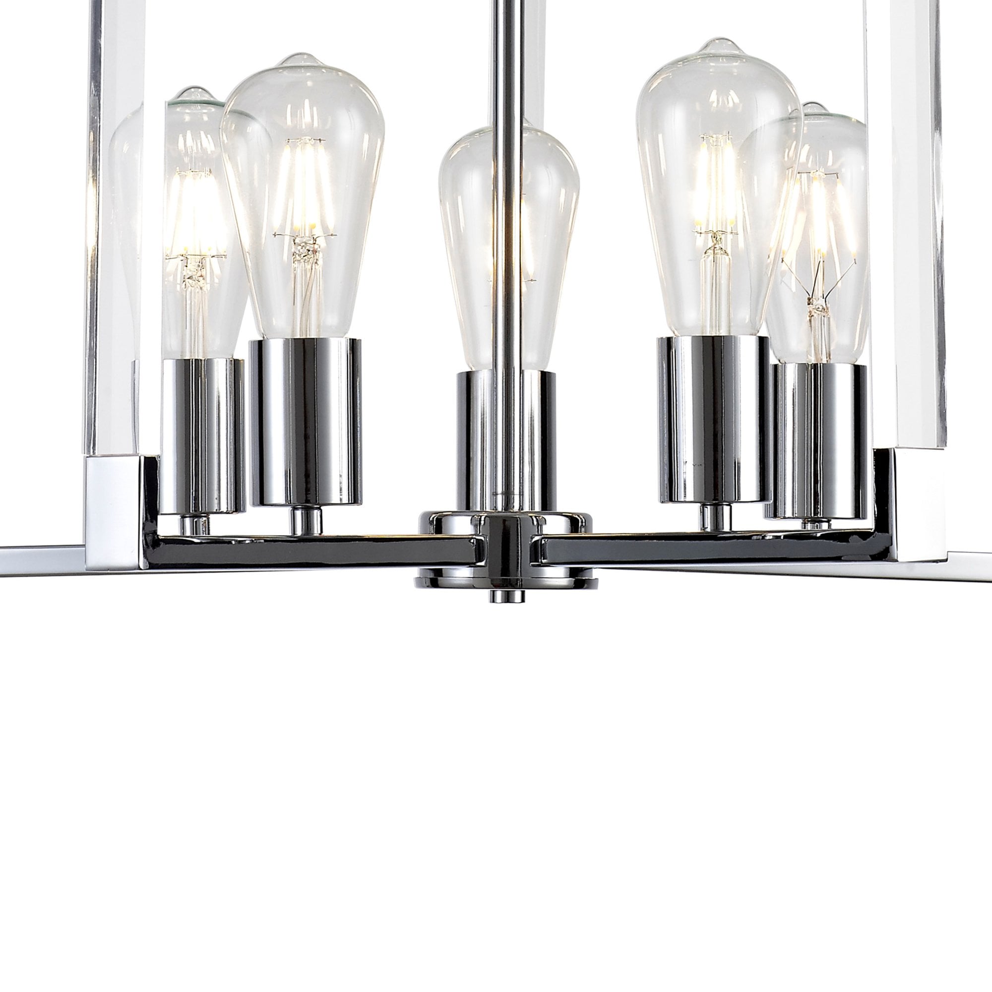 Diyas Canto Round Pendant 5 Light E27 - Polished Nickel/Acrylic