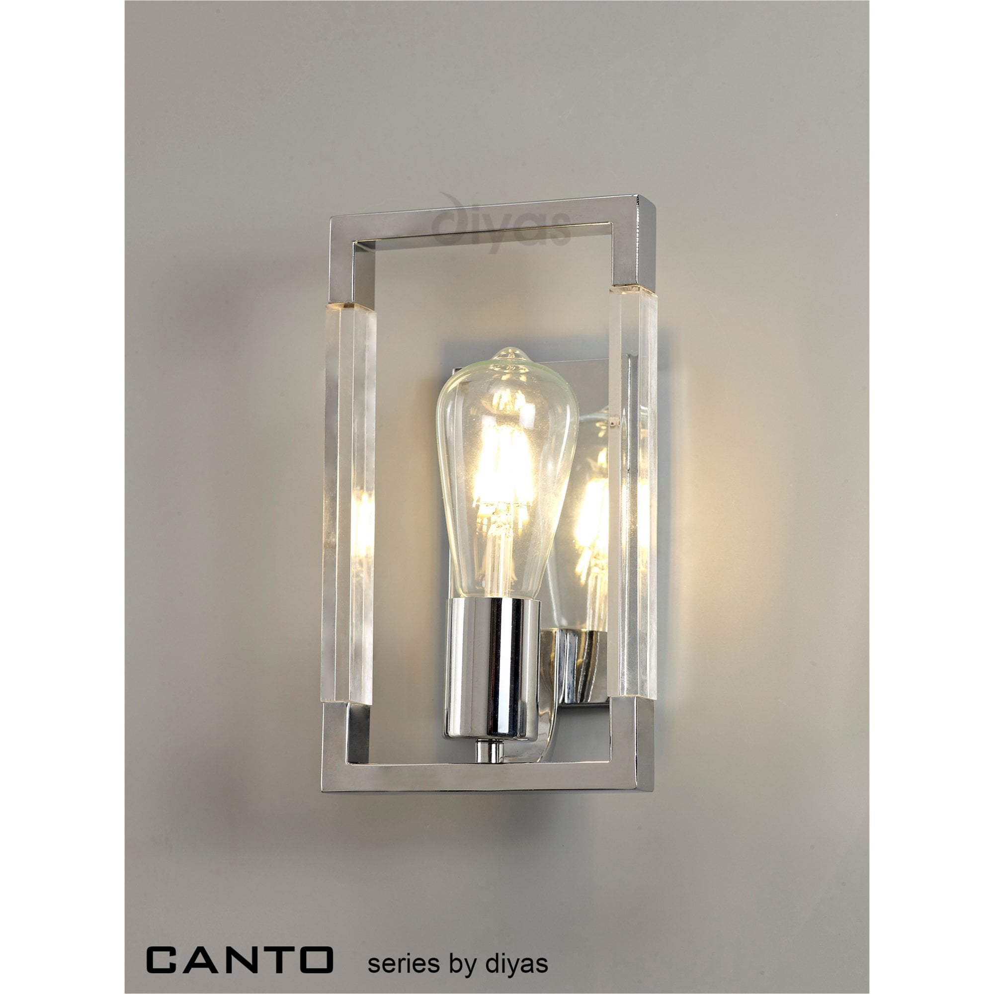 Diyas Canto Wall Lamp Single Light E27 - Polished Nickel/Acrylic