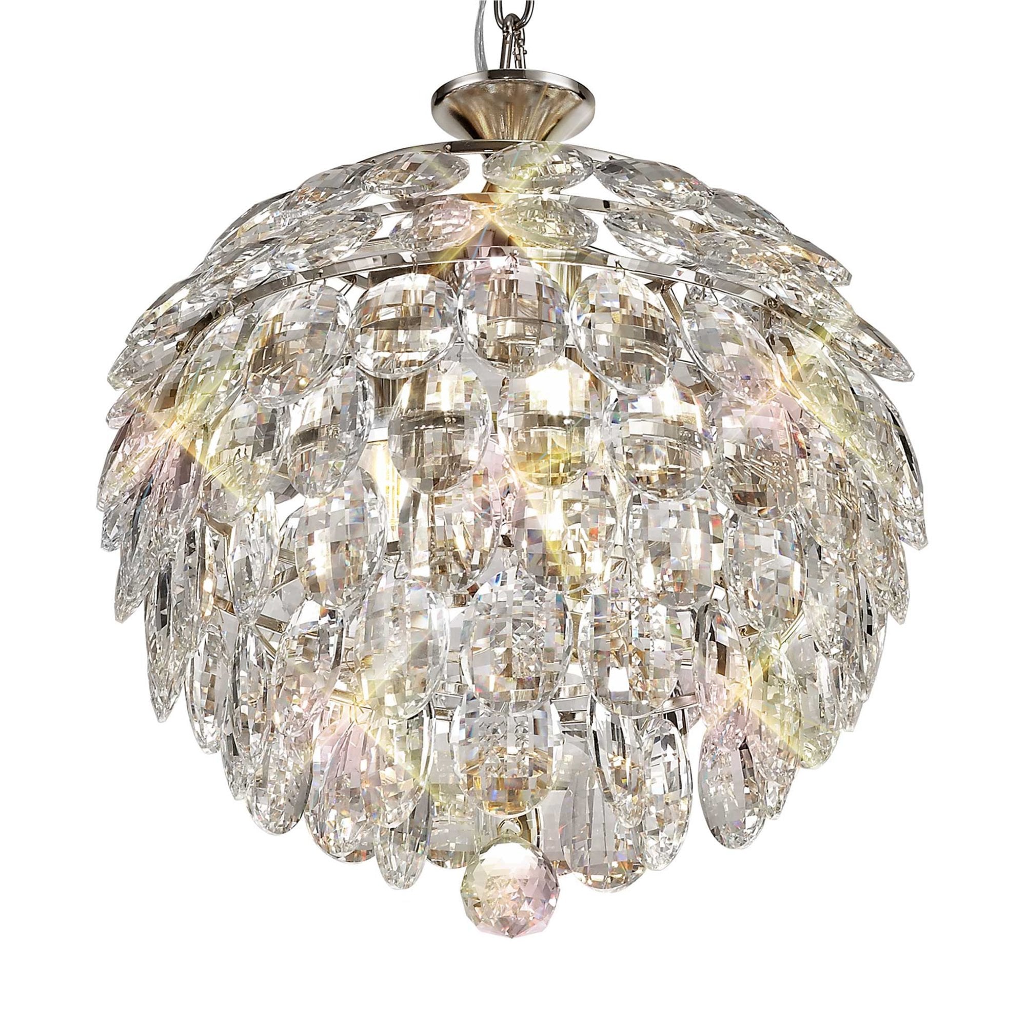 Diyas Coniston Pendant 3 Light E14 - Polished Chrome/Crystal