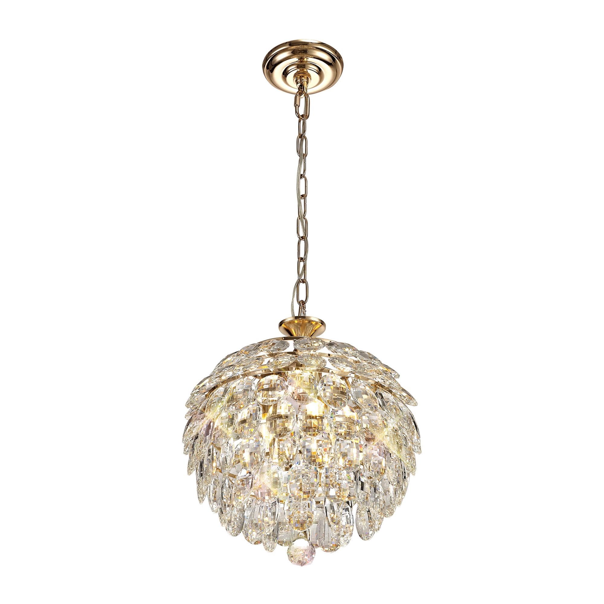 Diyas Coniston Pendant 3 Light E14 - French Gold/Crystal