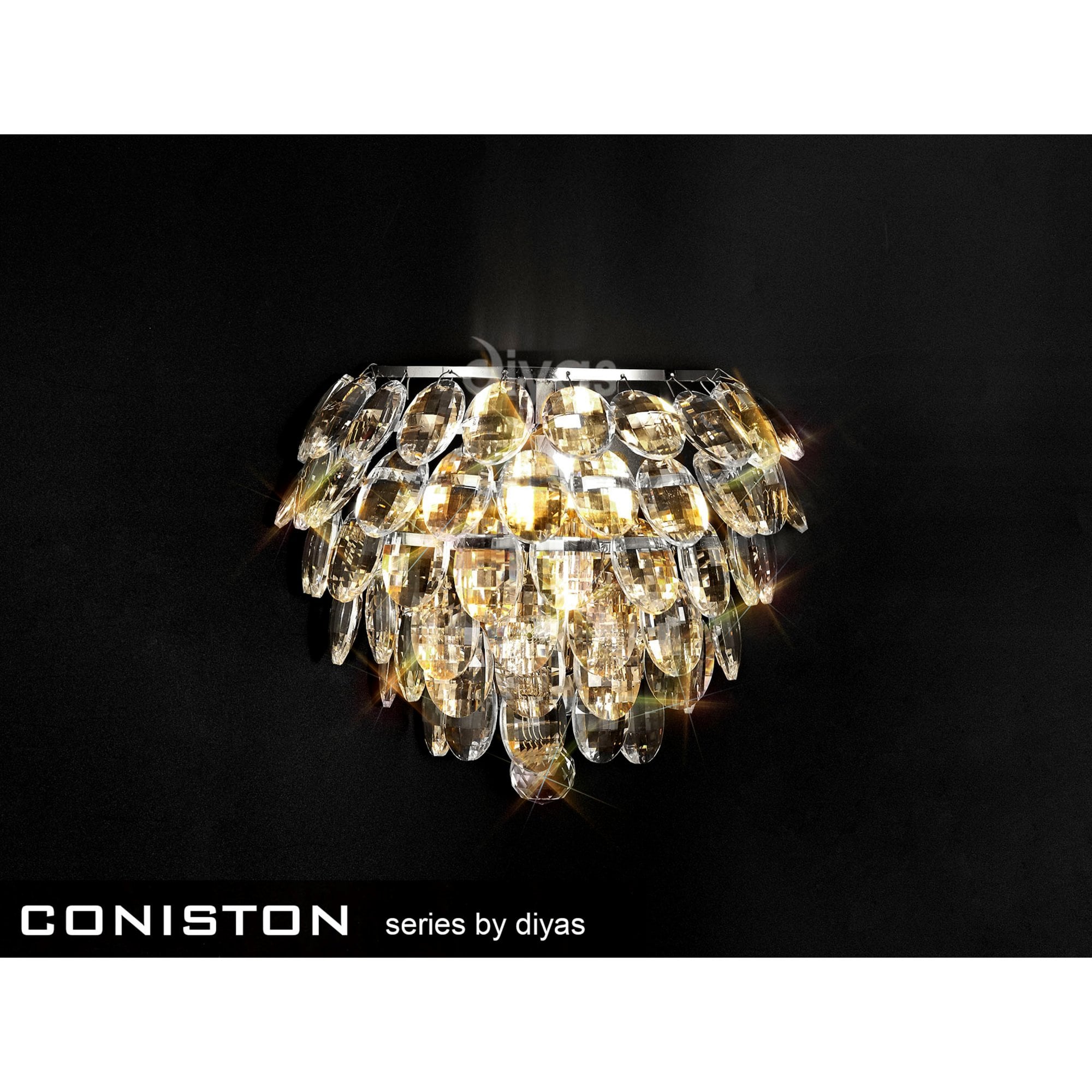 Diyas Coniston Wall Lamp Single Light E14 - Polished Chrome/Crystal