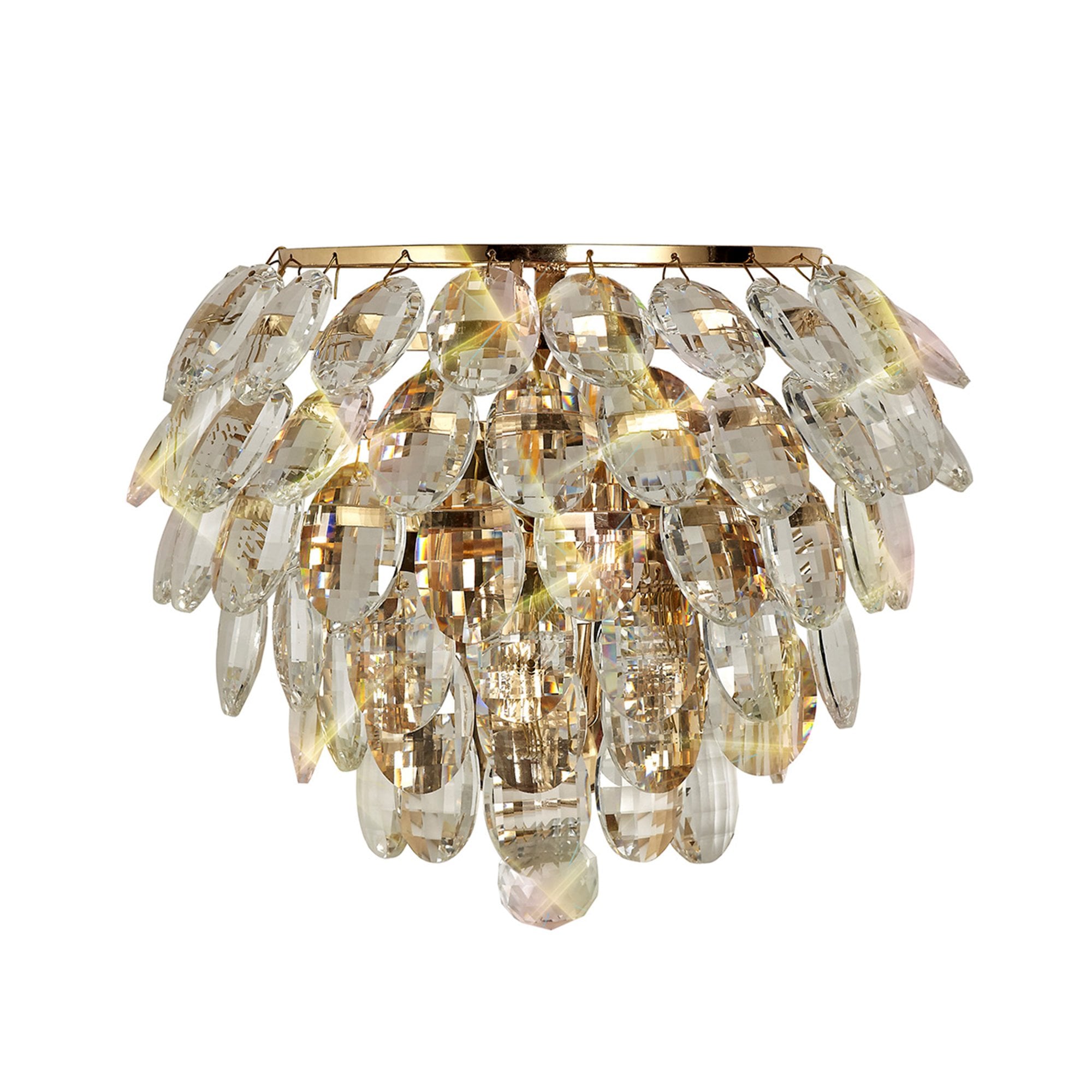 Diyas Coniston Wall Lamp Single Light E14 - French Gold/Crystal