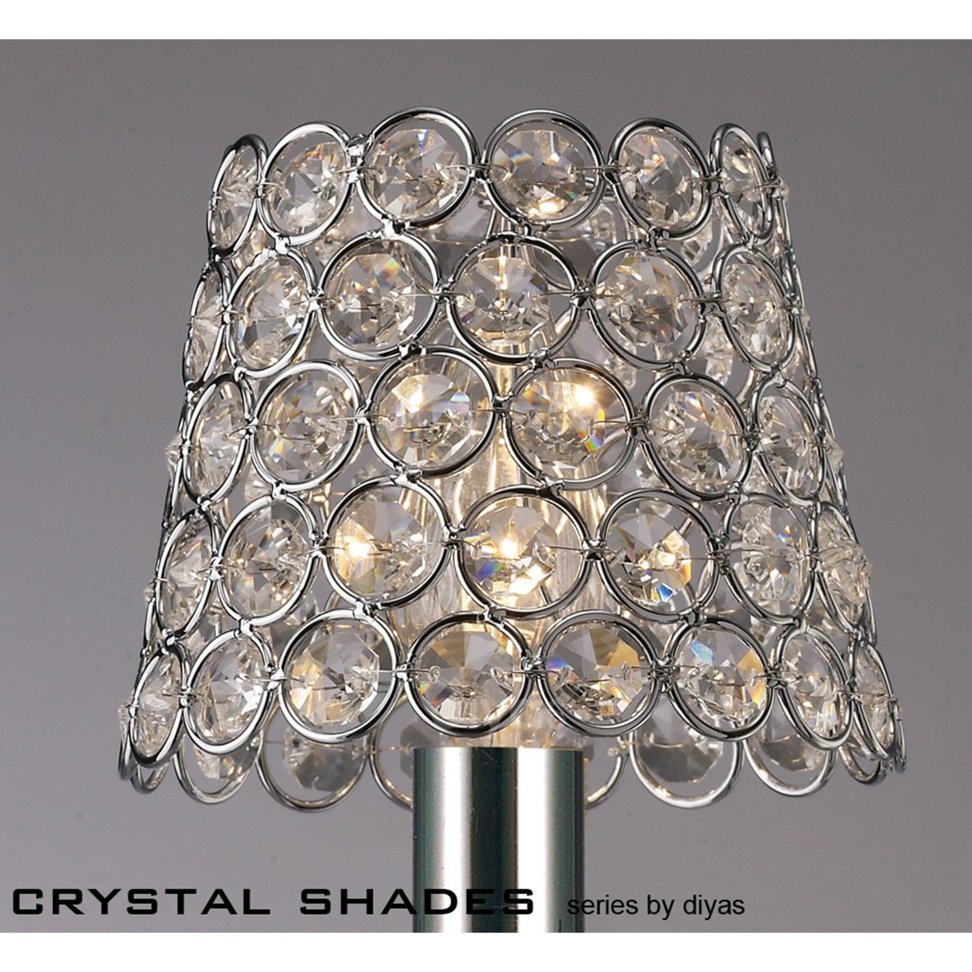 Diyas ILS10701 Clip On Crystal Ring Shade - Polished Chrome - 8.5/12cm - Shade Only