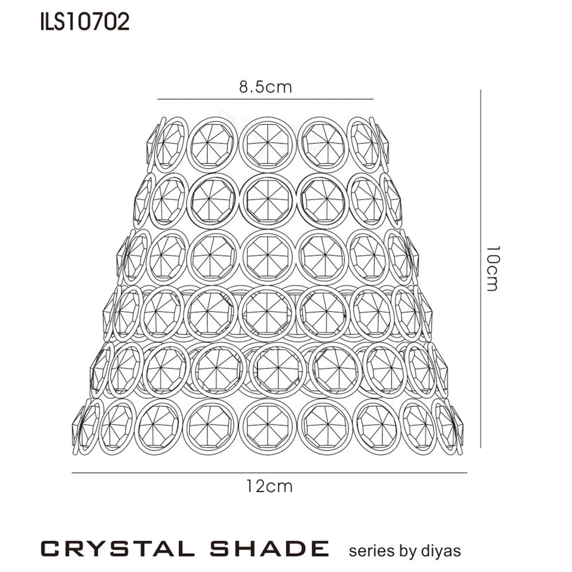 Diyas ILS10702 Clip On Crystal Ring Shade - French Gold - 8.5/12cm - Shade Only