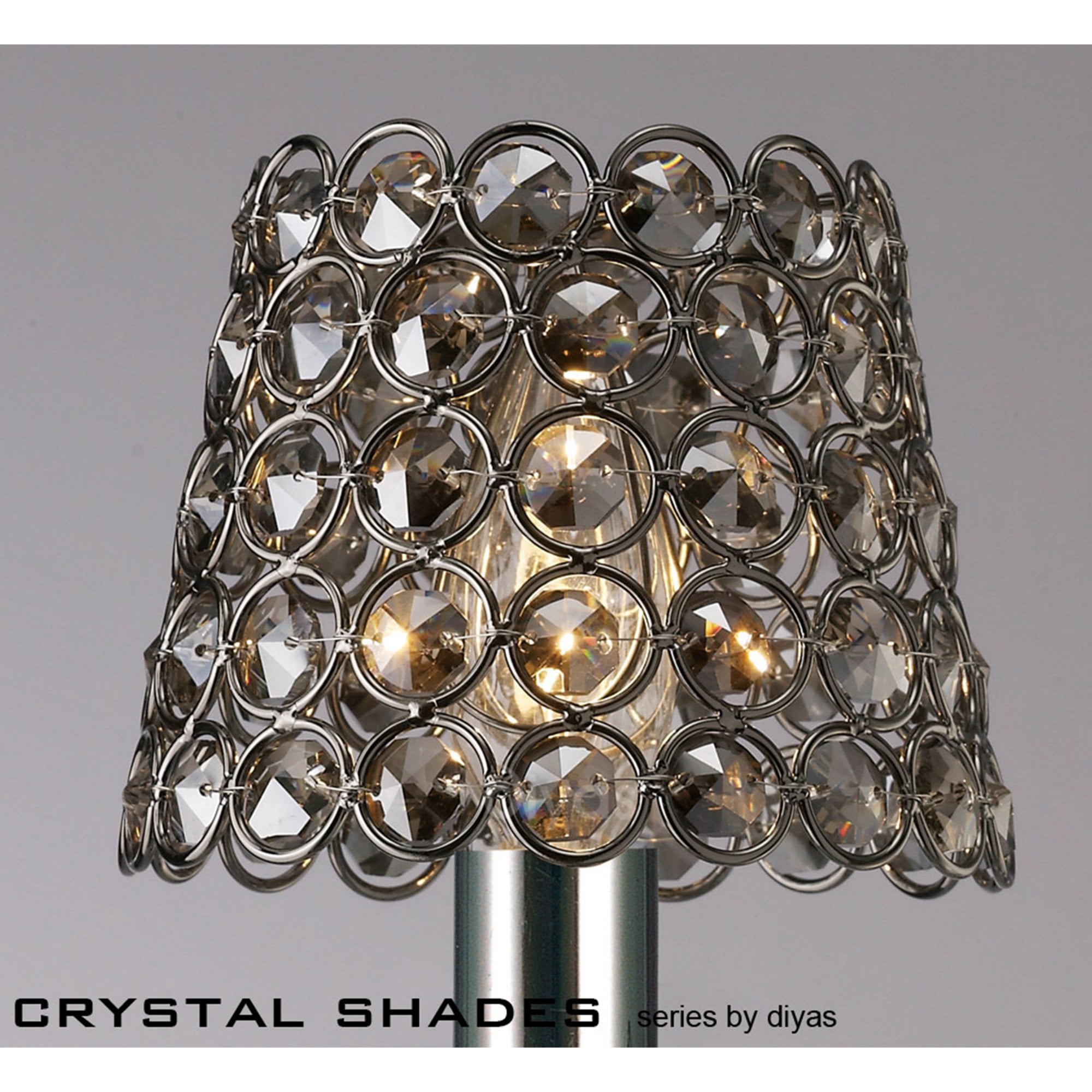 Diyas ILS10703 Clip On Crystal Ring Shade - Black Chrome - 8.5/12cm - Shade Only