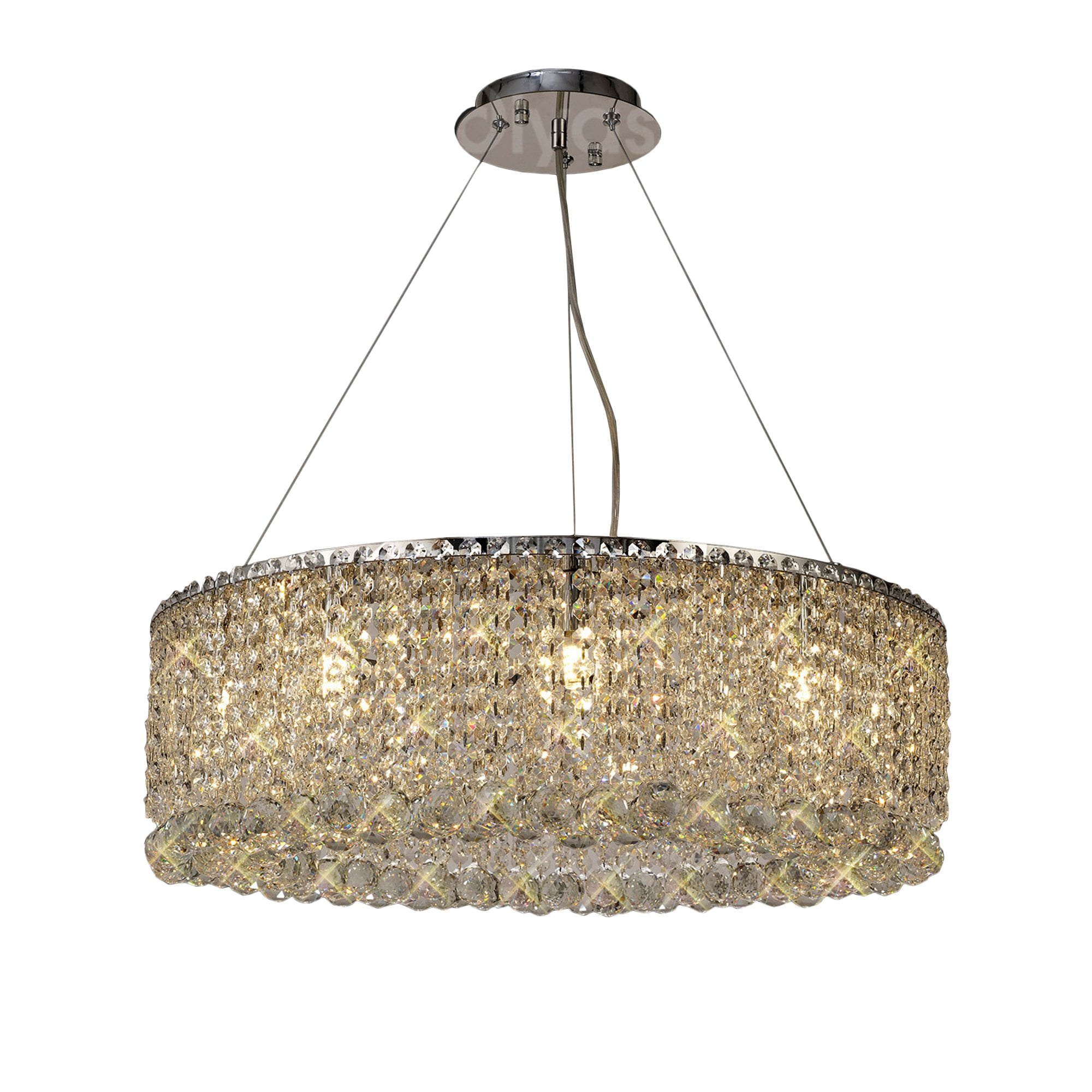 Diyas Empire 60cm Round Pendant Chandelier - Polished Chrome/Crystal