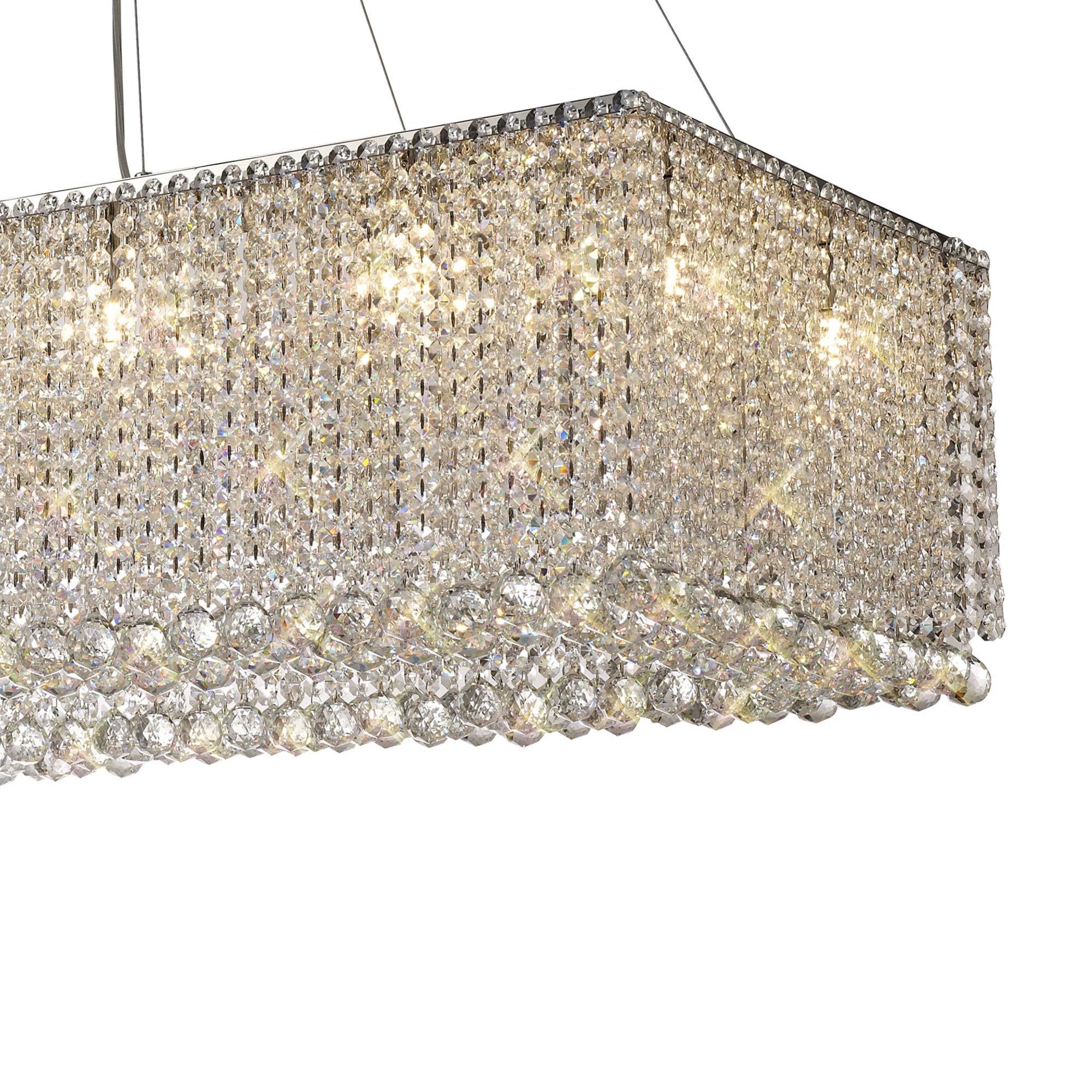 Diyas Empire 122x51cm Rectangular Pendant Chandelier - Polished Chrome/Crystal