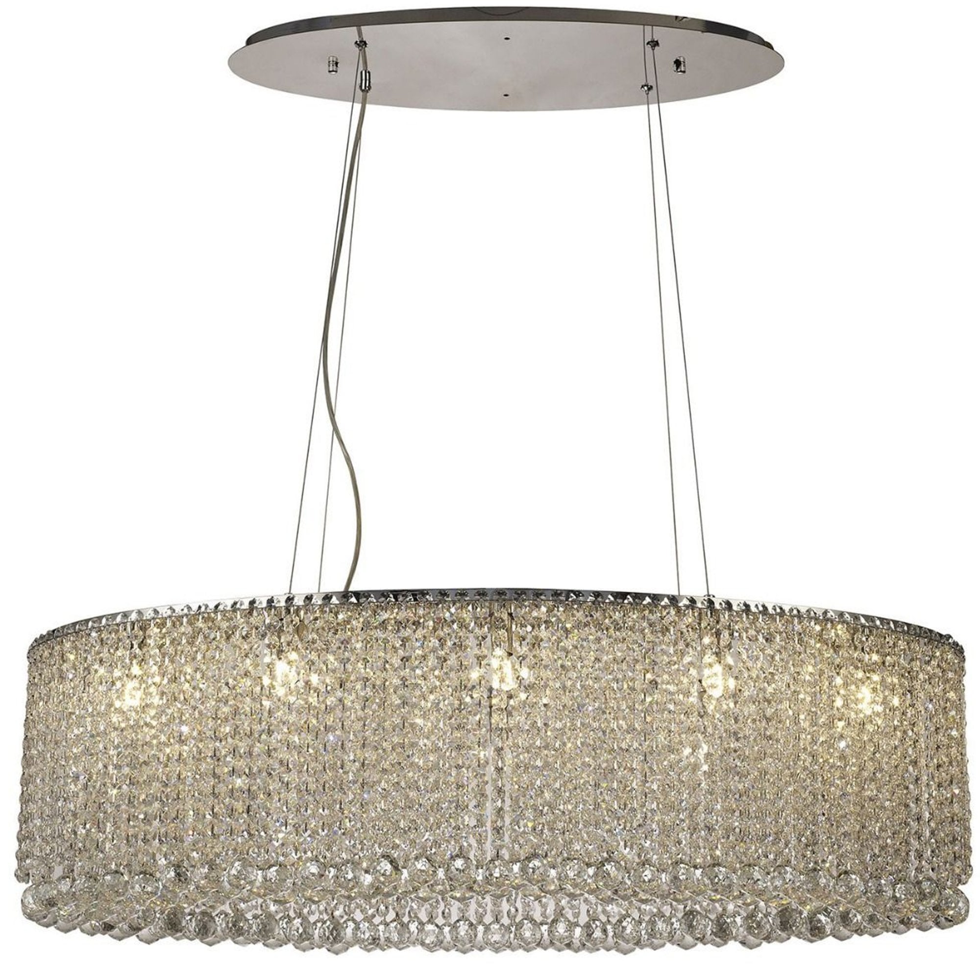 Diyas Empire 100x50cm Oval Pendant Chandelier - Polished Chrome/Crystal