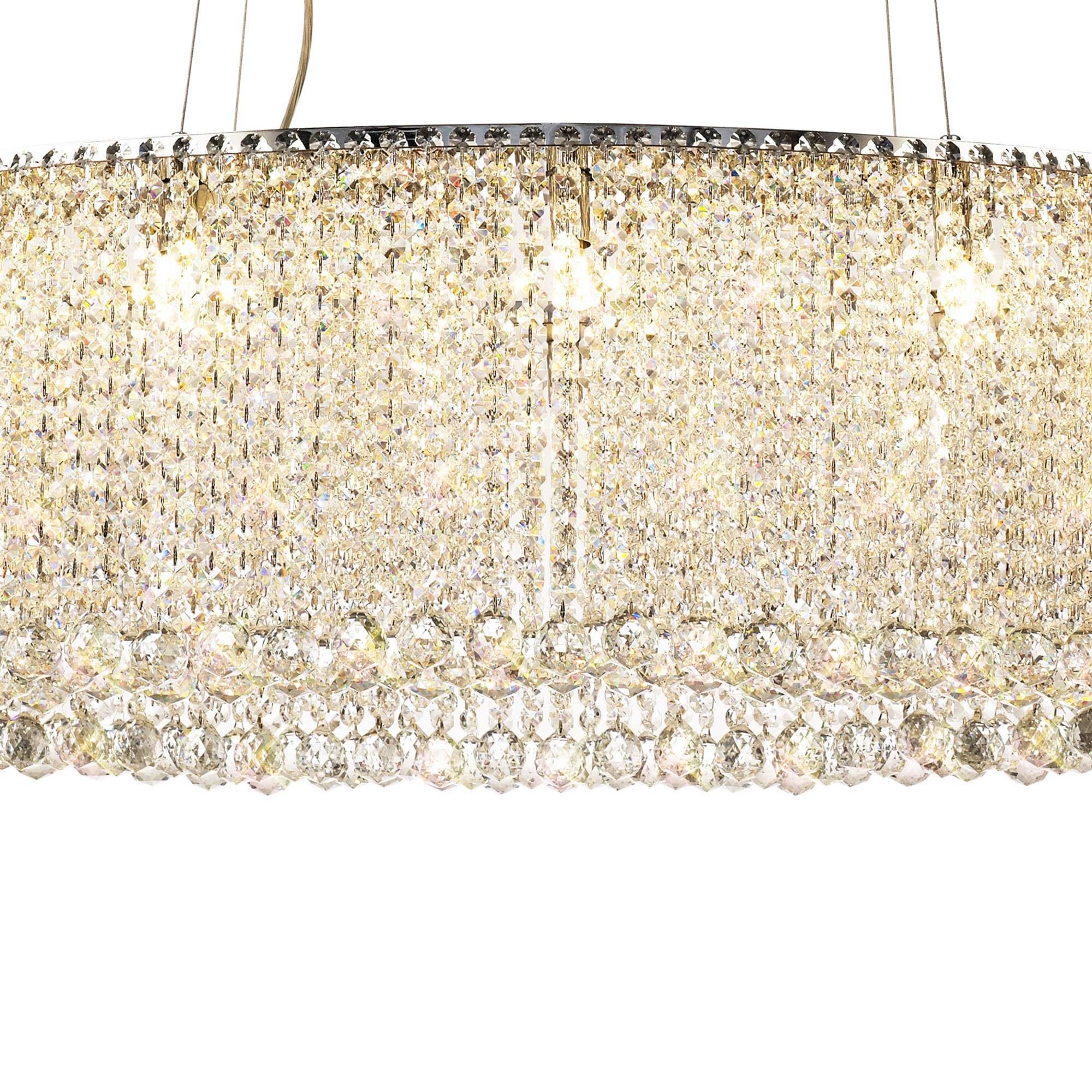 Diyas Empire 100x50cm Oval Pendant Chandelier - Polished Chrome/Crystal
