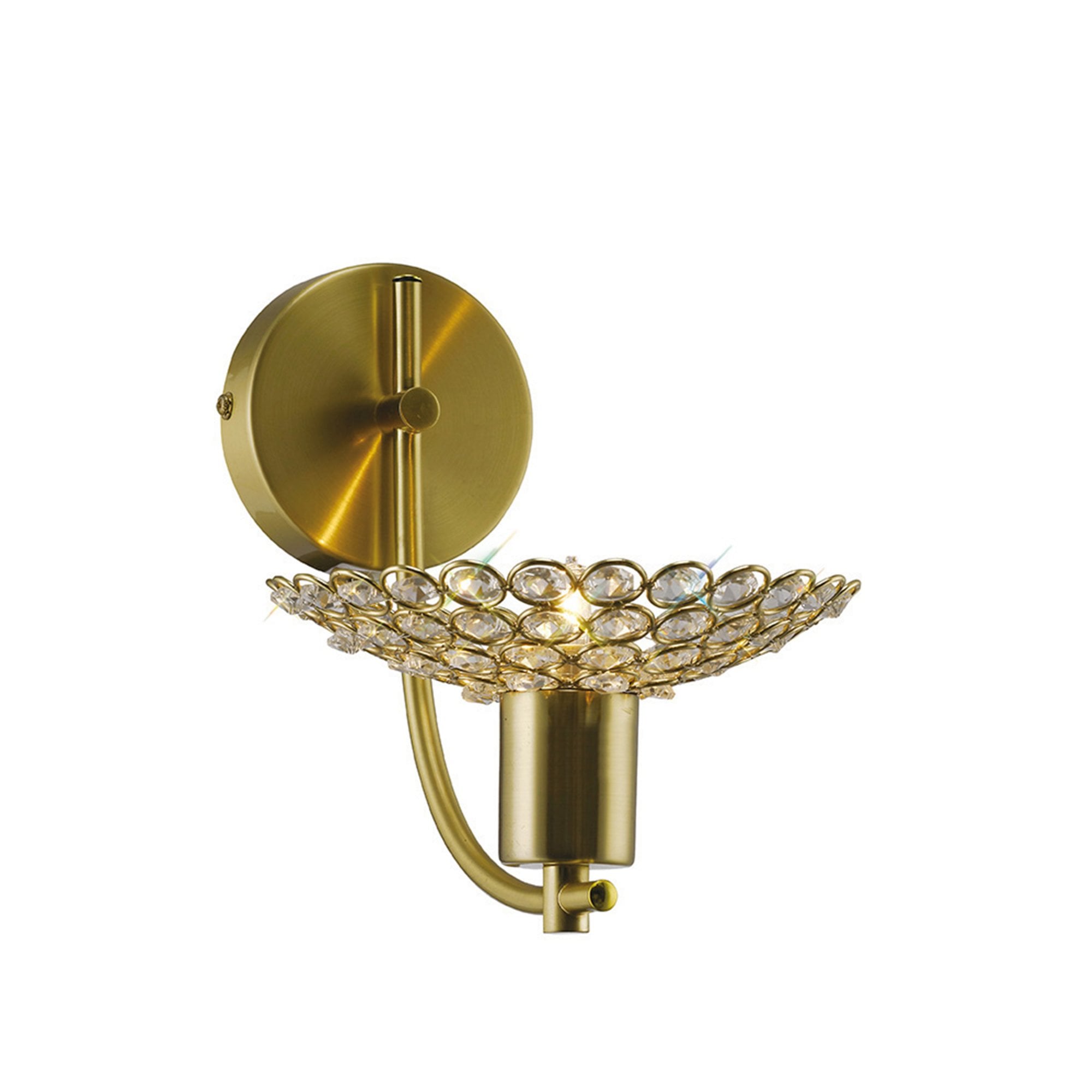 Diyas IL20600 Ellen Wall Light 1 Light Satin Brass/Crystal