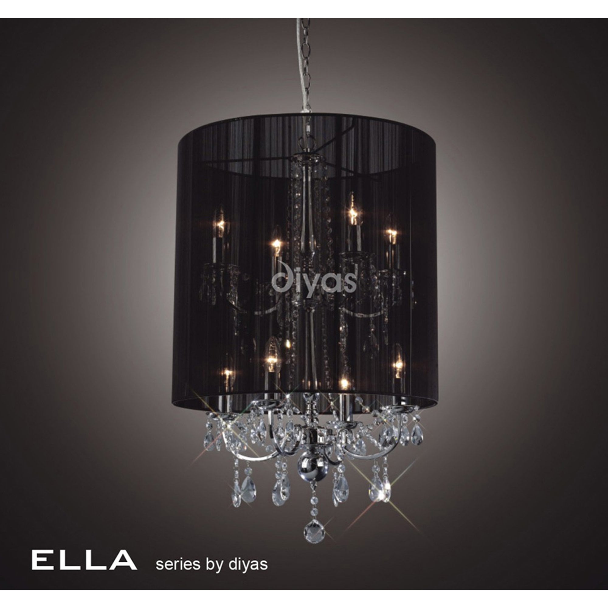 Diyas IL30068 Ella Pendant With Back Shade 8 Light Polished Chrome/Crystal