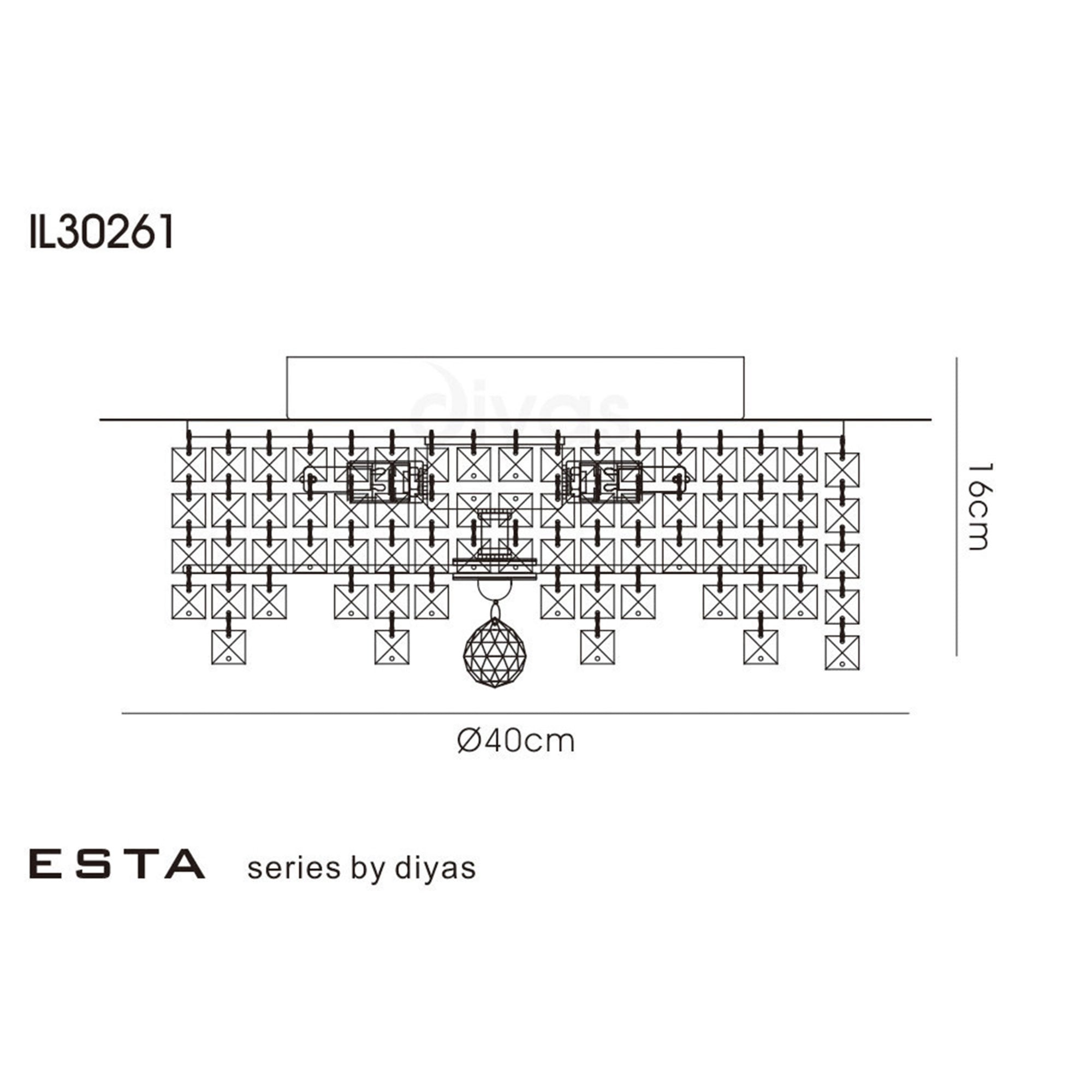 Diyas IL30261 Esta Ceiling Round 4 Light Polished Chrome/Glass/Crystal
