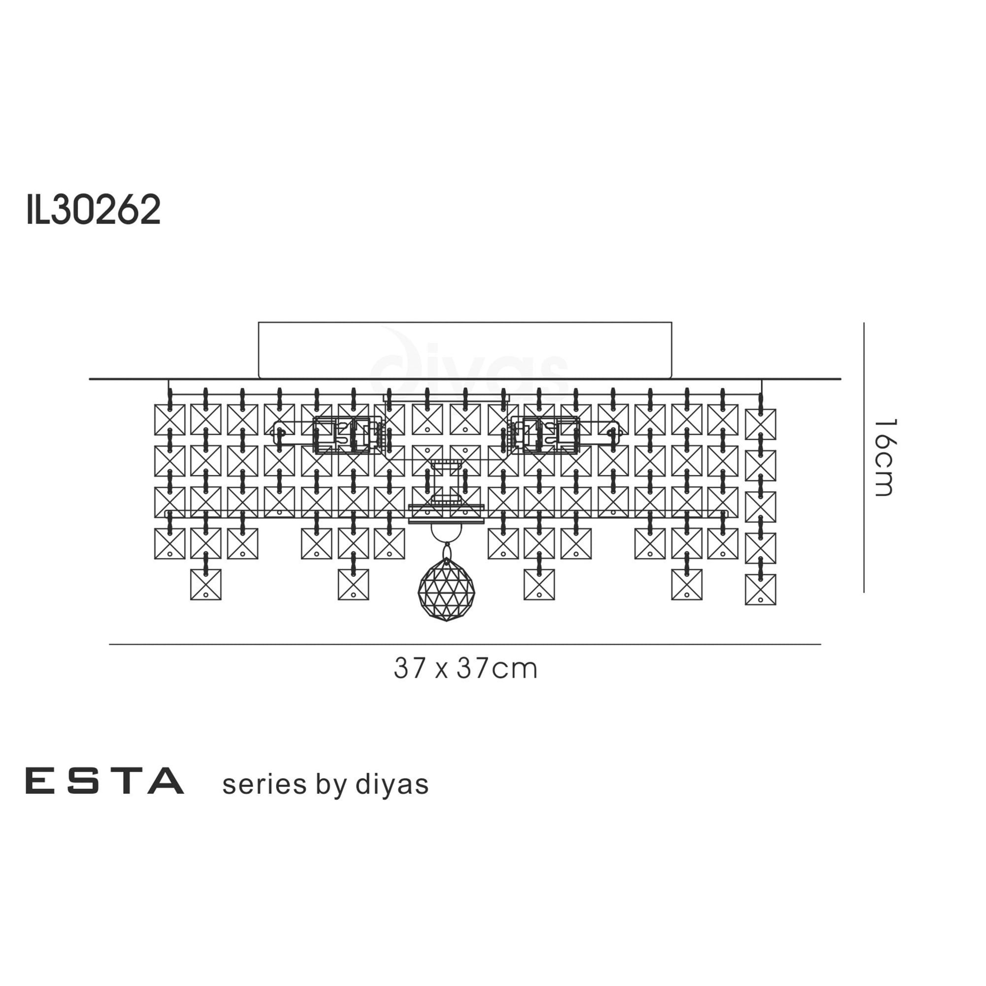 Diyas IL30262 Esta Ceiling Square 4 Light Polished Chrome/Glass/Crystal