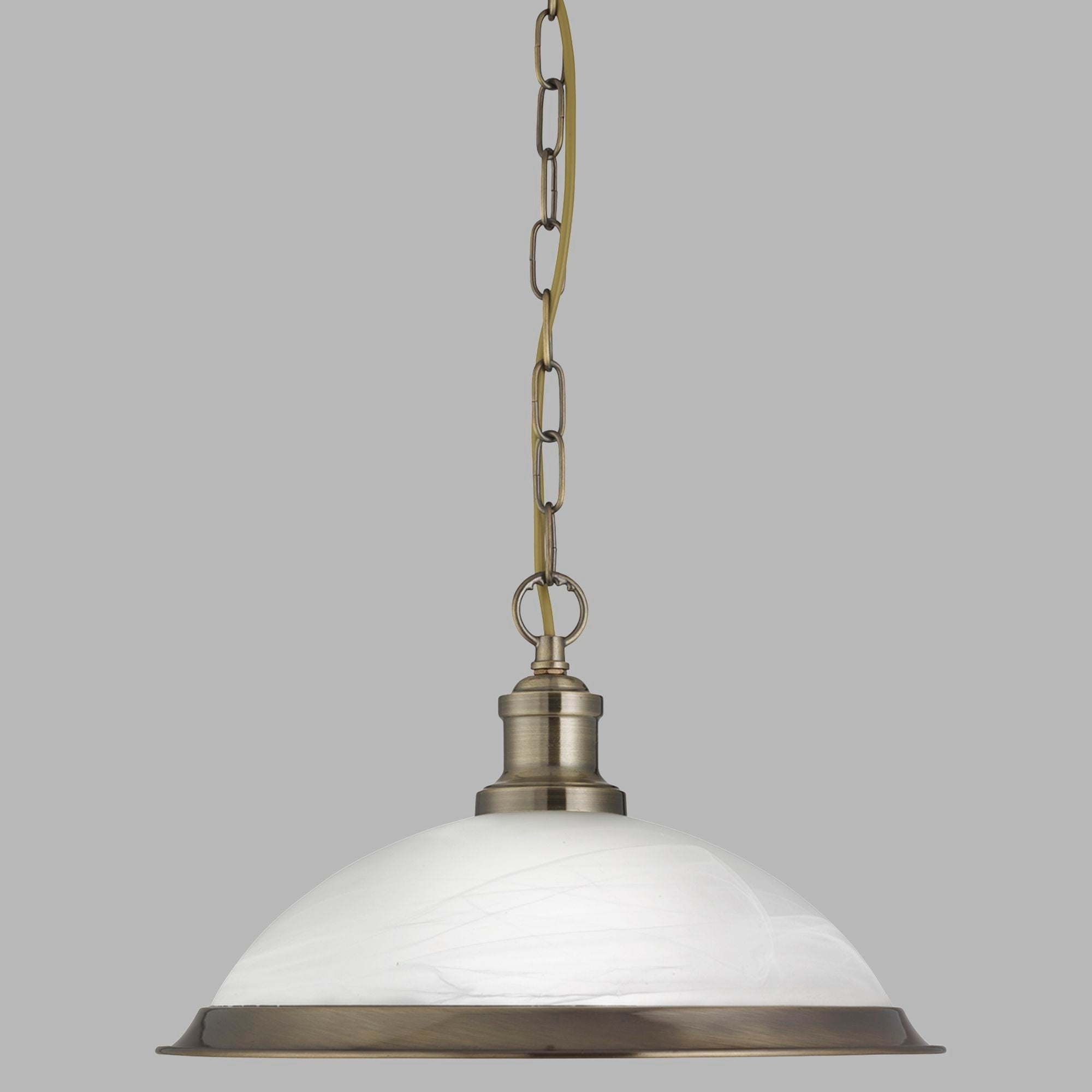 Searchlight Beech Single Pendant - Antique Brass & Marble Glass