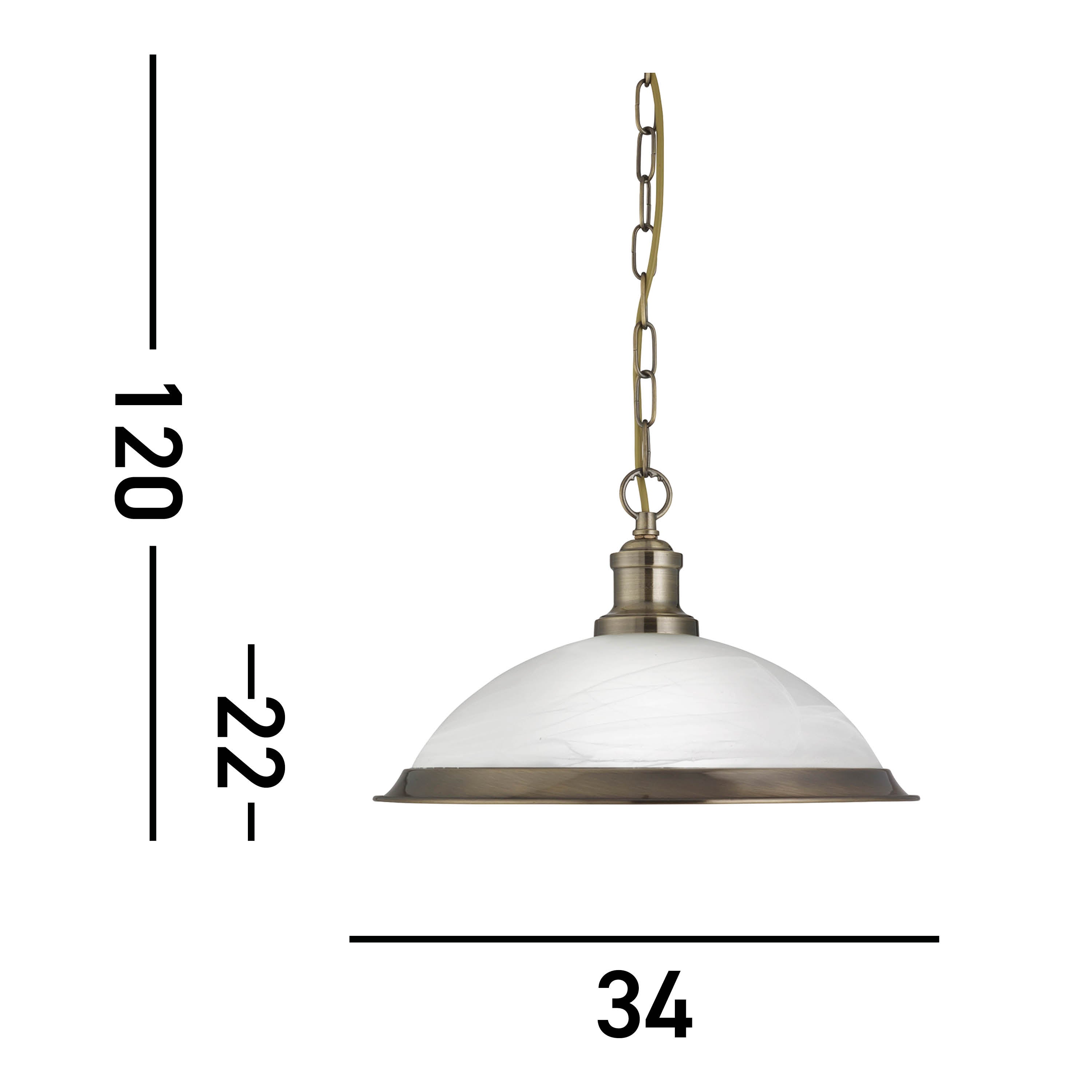 Searchlight Beech Single Pendant - Antique Brass & Marble Glass