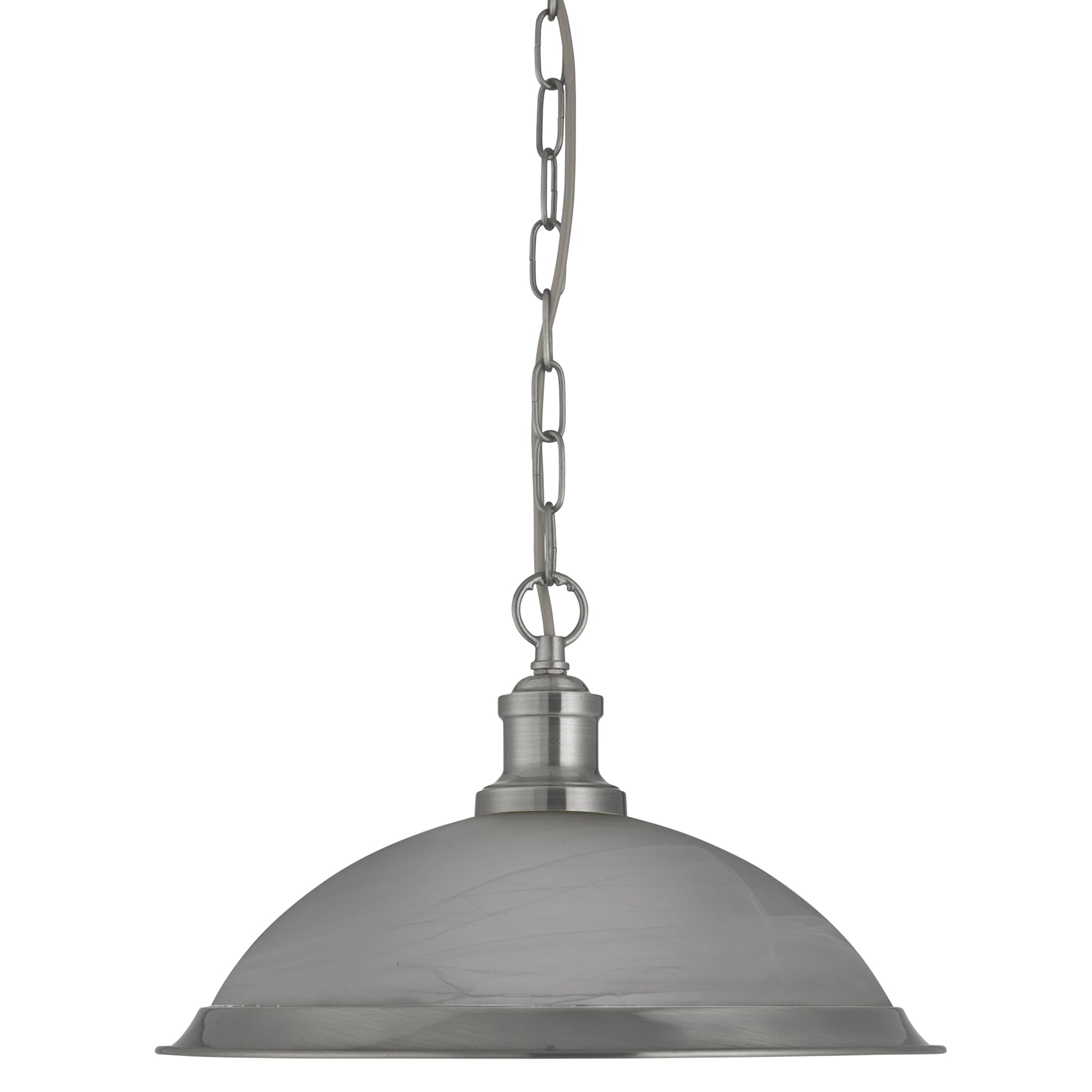 Searchlight Beech Single Pendant - Satin Silver & Marble Glass